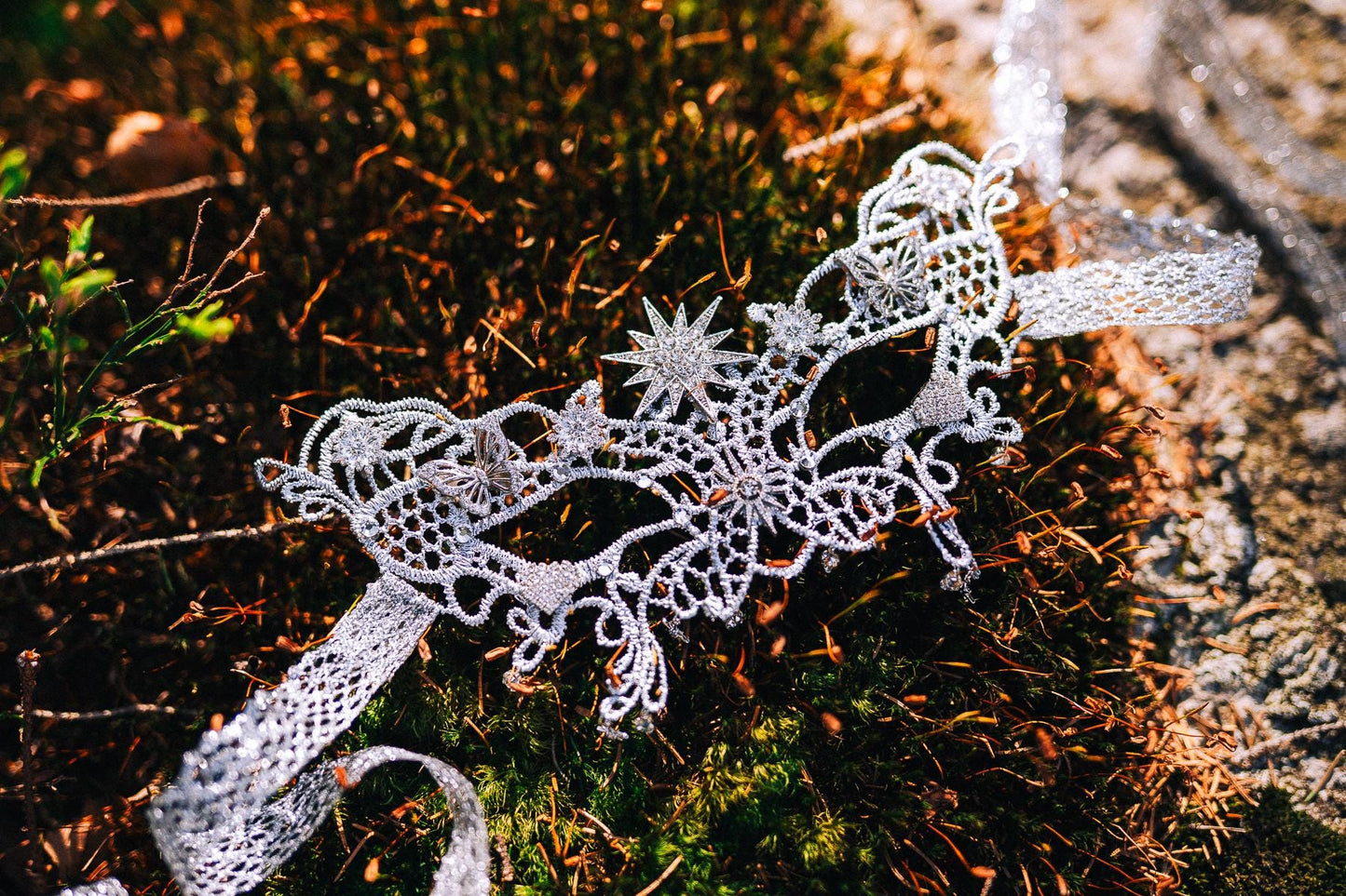 Silver Celestial Halo Crown Star Bridal Headpiece Crystal Wedding Crown