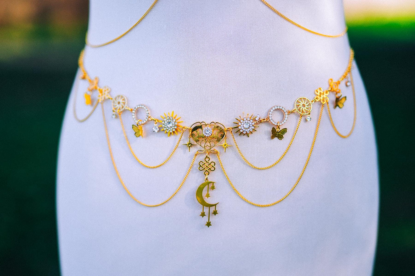 Gold Waist Chain Belt Celestial Body Jewelry Festival Goddess Chain Belt