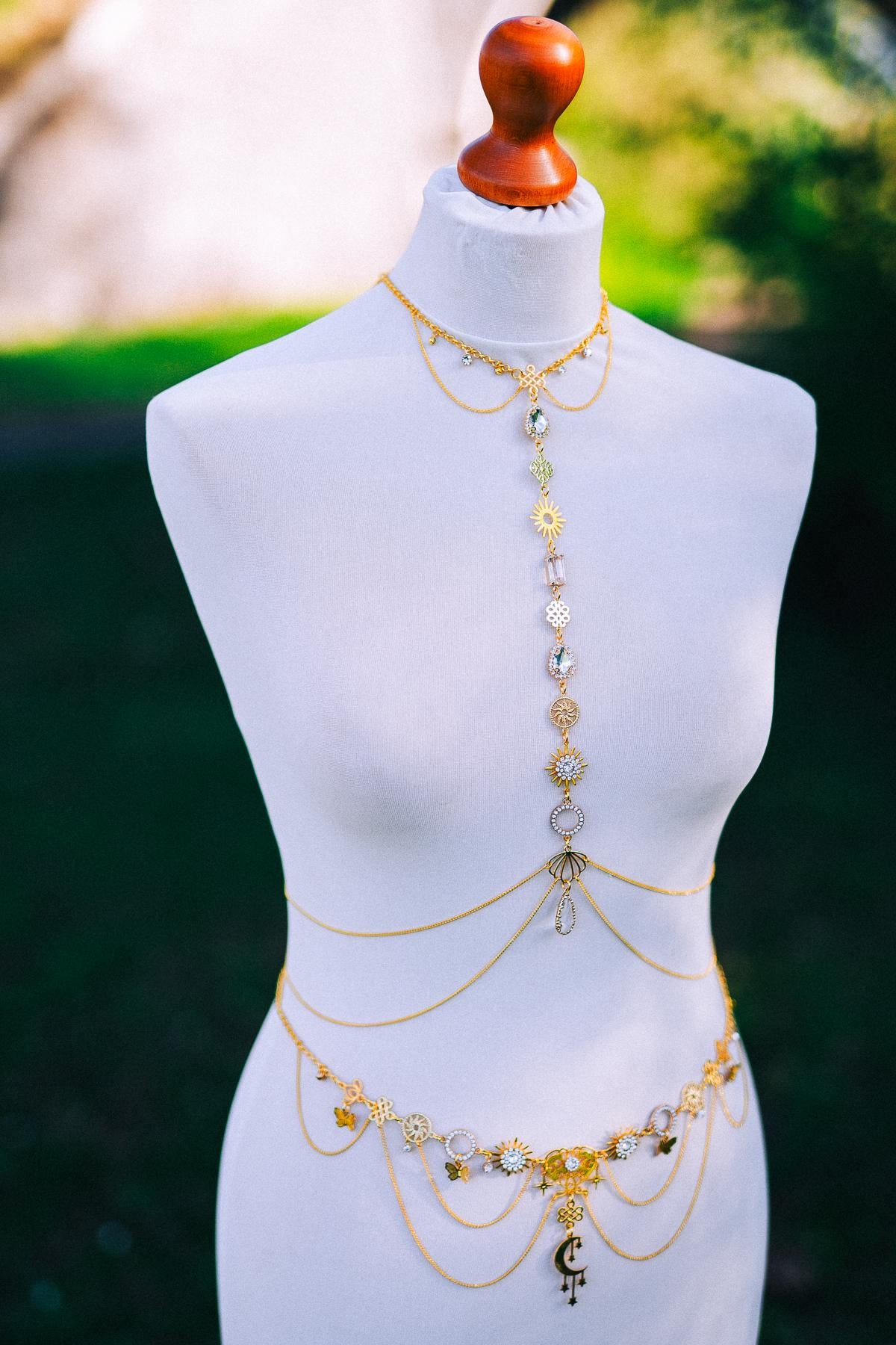 Gold Waist Chain Belt Celestial Body Jewelry Festival Goddess Chain Belt