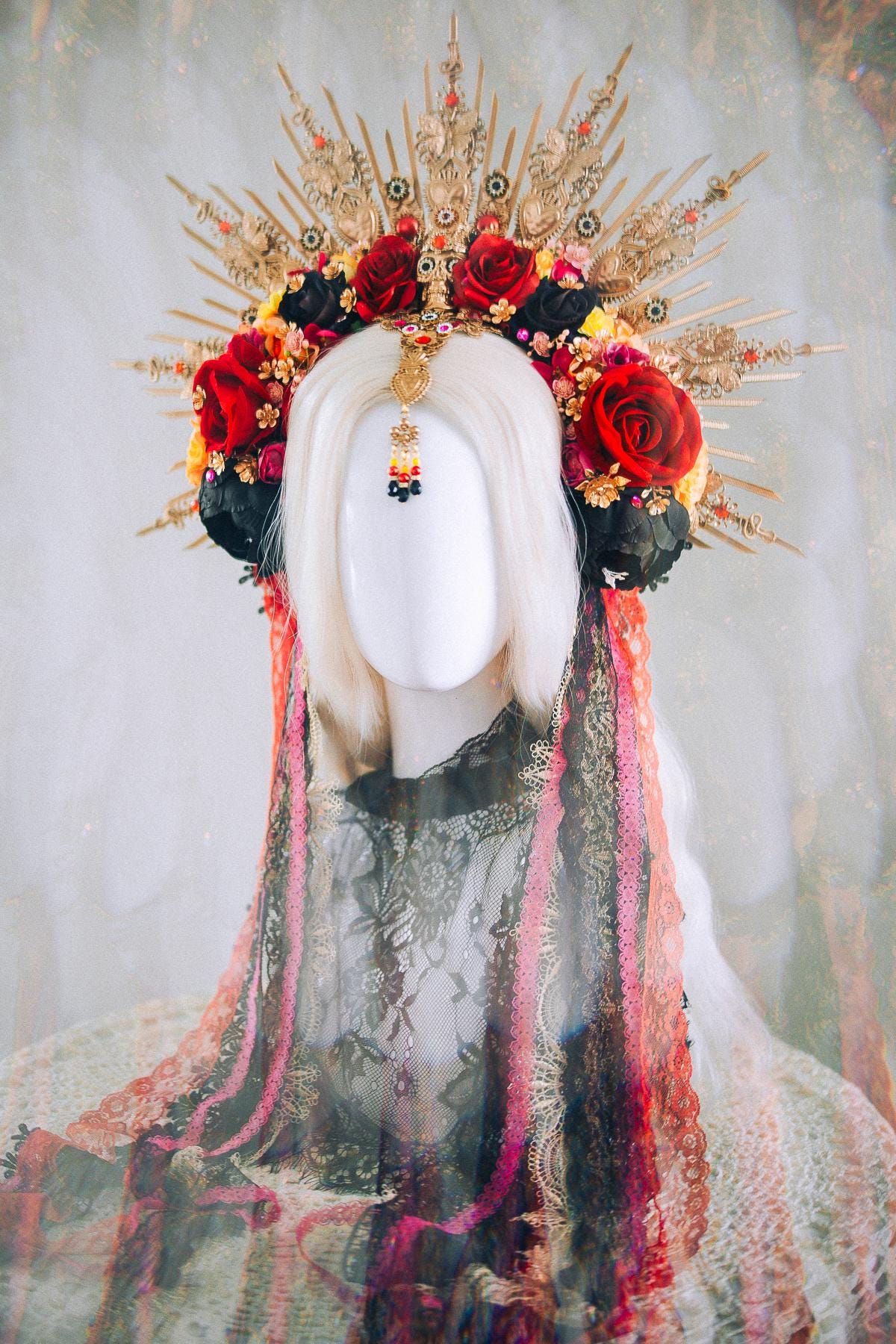 La Catrina Sacred Heart Halo Crown Día De Los Muertos Inspired Goddess Headpiece