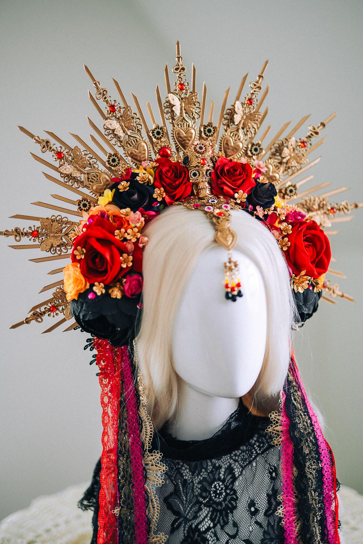 La Catrina Sacred Heart Halo Crown Día De Los Muertos Inspired Goddess Headpiece