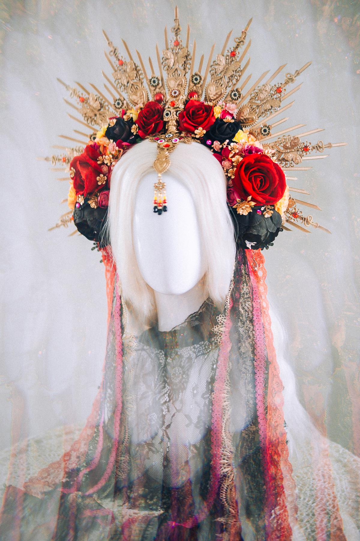 La Catrina Sacred Heart Halo Crown Día De Los Muertos Inspired Goddess Headpiece