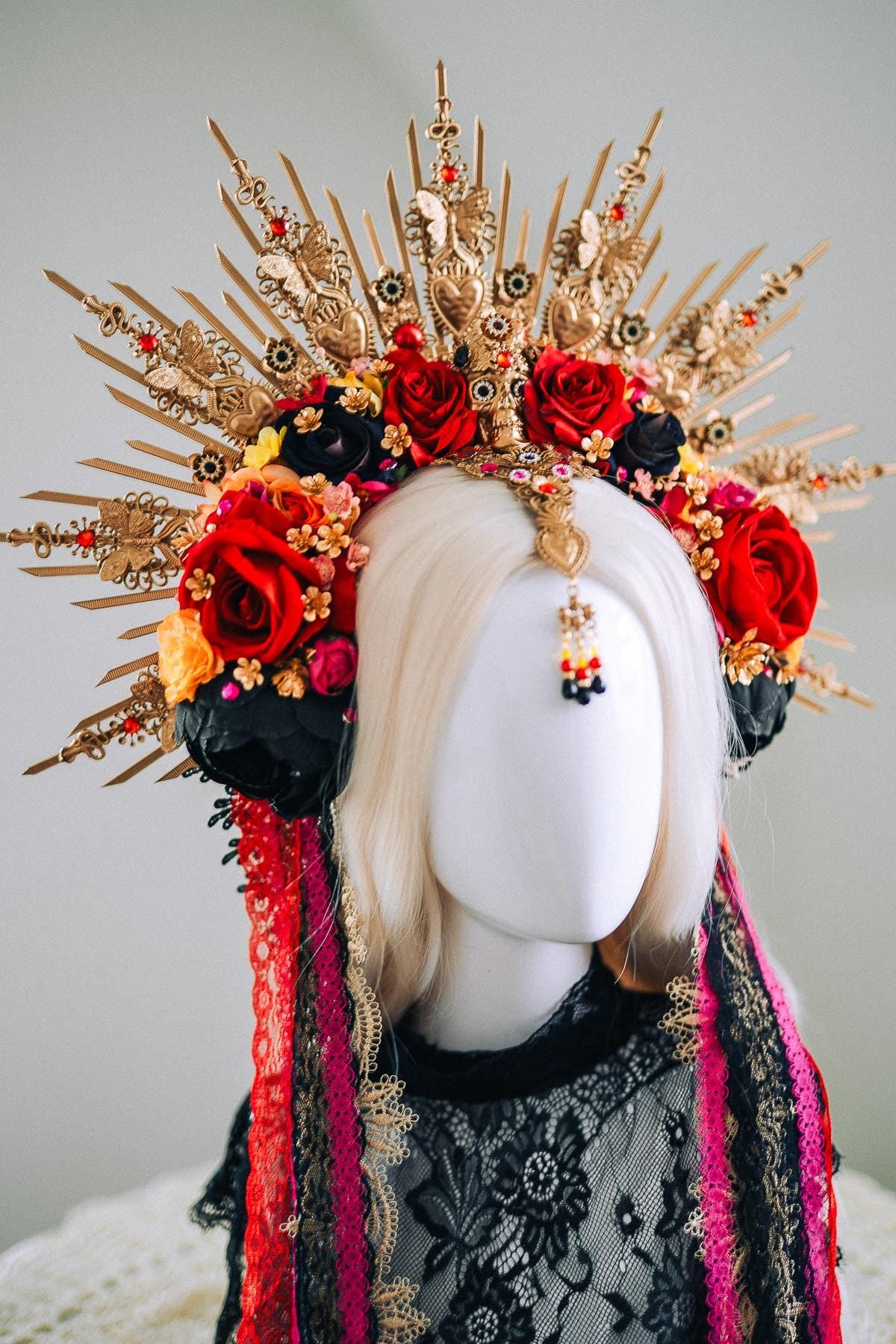 La Catrina Sacred Heart Halo Crown Día De Los Muertos Inspired Goddess Headpiece
