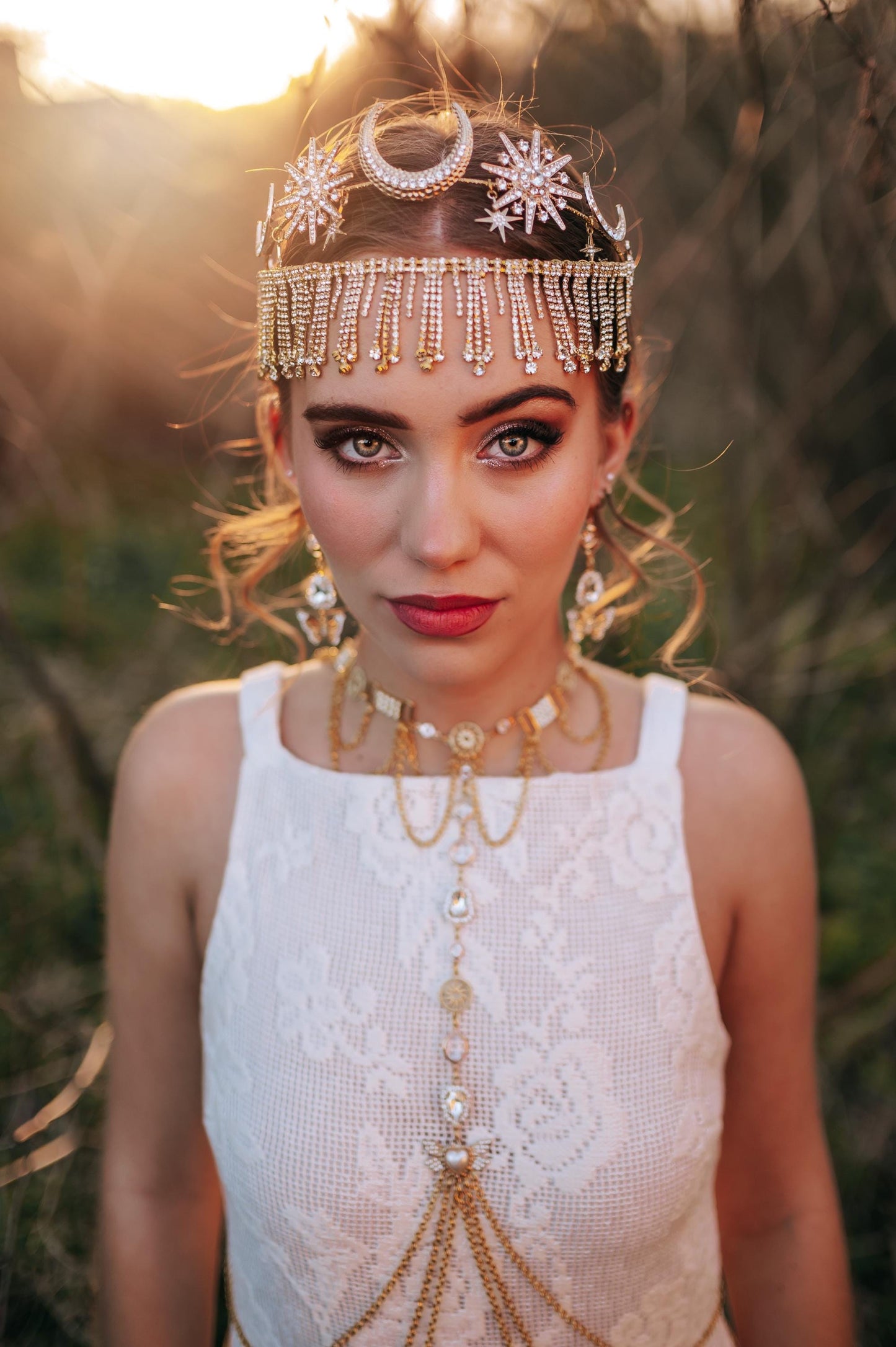 Celestial Festival Earrings Boho Goddess Bridal Earrings Moon Star Jewelry