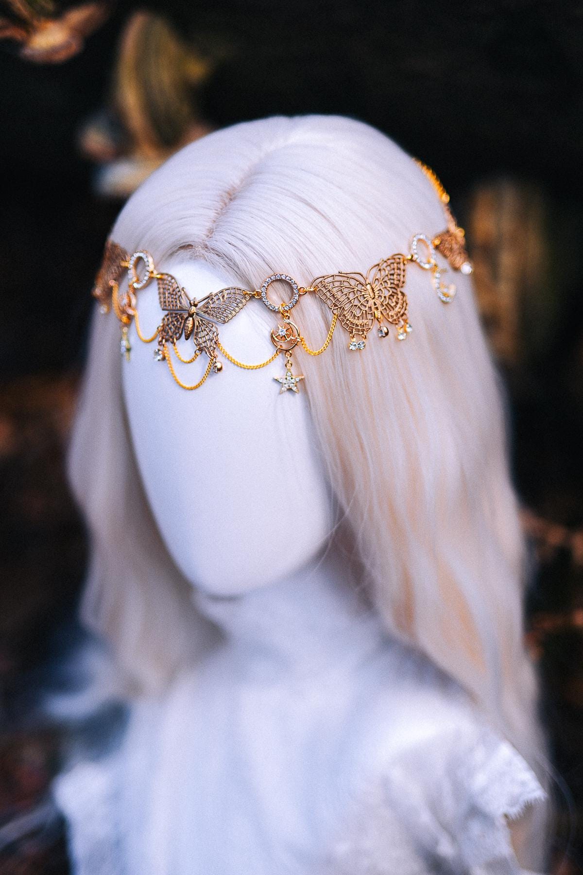 Gold Elf Ear Cuffs Celestial Ear Jewelry Moon Star Chain Festival Goddess Jewelry Set
