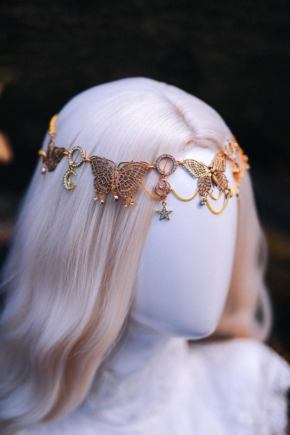 Gold Elf Ear Cuffs Celestial Ear Jewelry Moon Star Chain Festival Goddess Jewelry Set