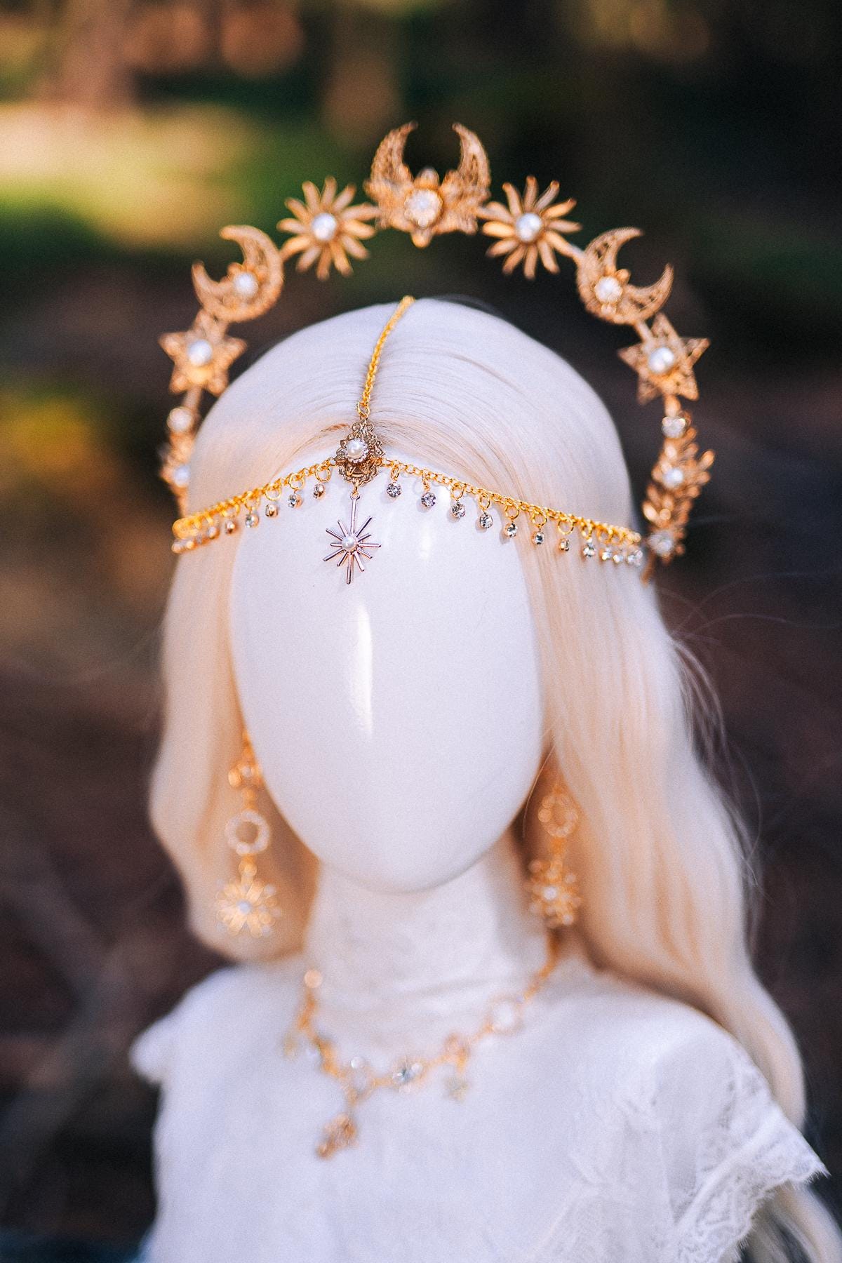 Gold Celestial Earrings: Star, Moon, Bridal, Boho Wedding Jewelry