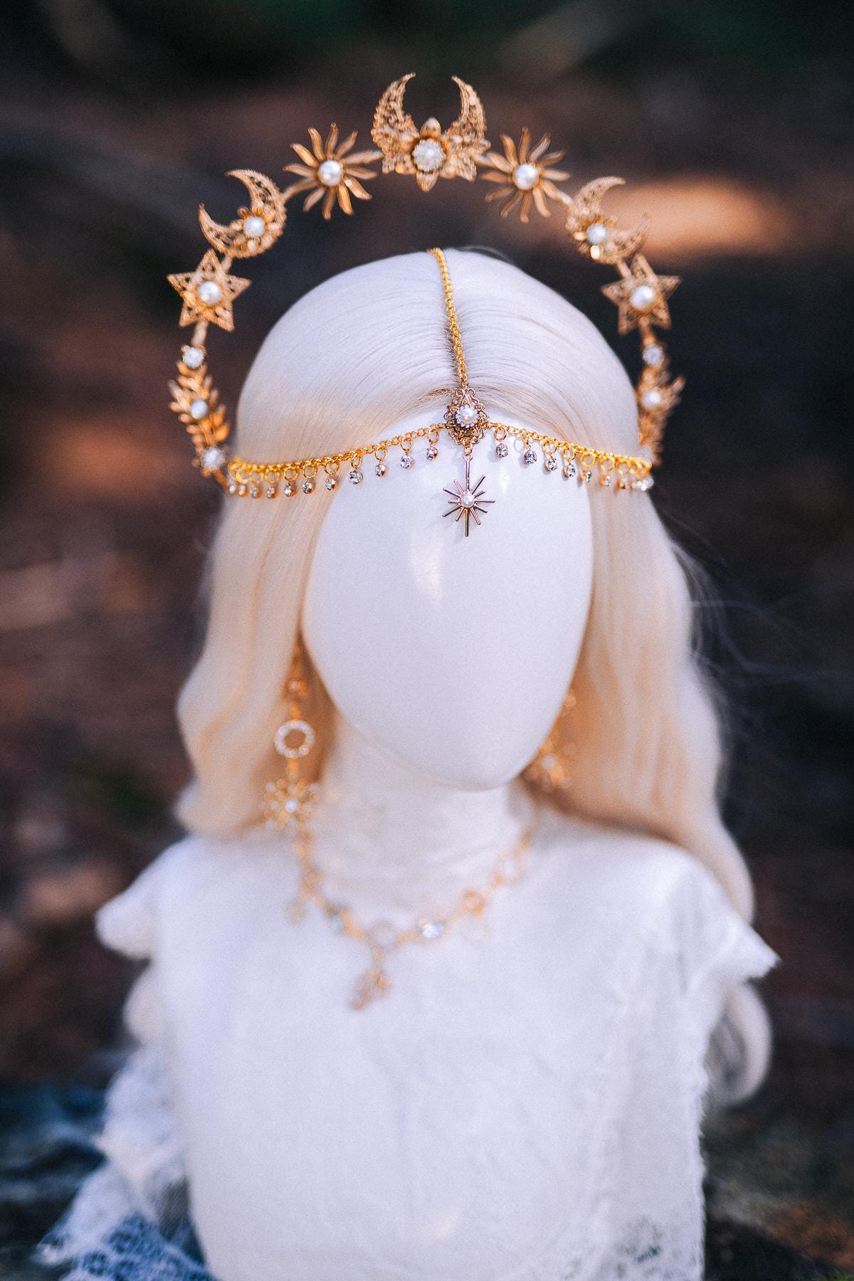 Gold Celestial Earrings: Star, Moon, Bridal, Boho Wedding Jewelry