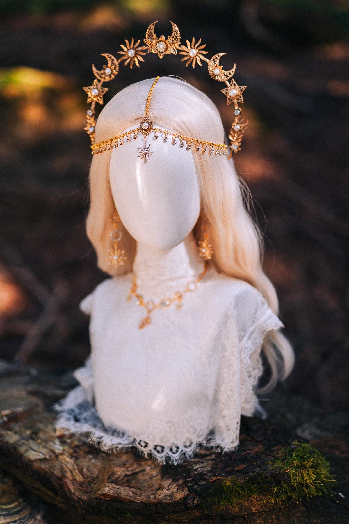 Gold Celestial Earrings: Star, Moon, Bridal, Boho Wedding Jewelry