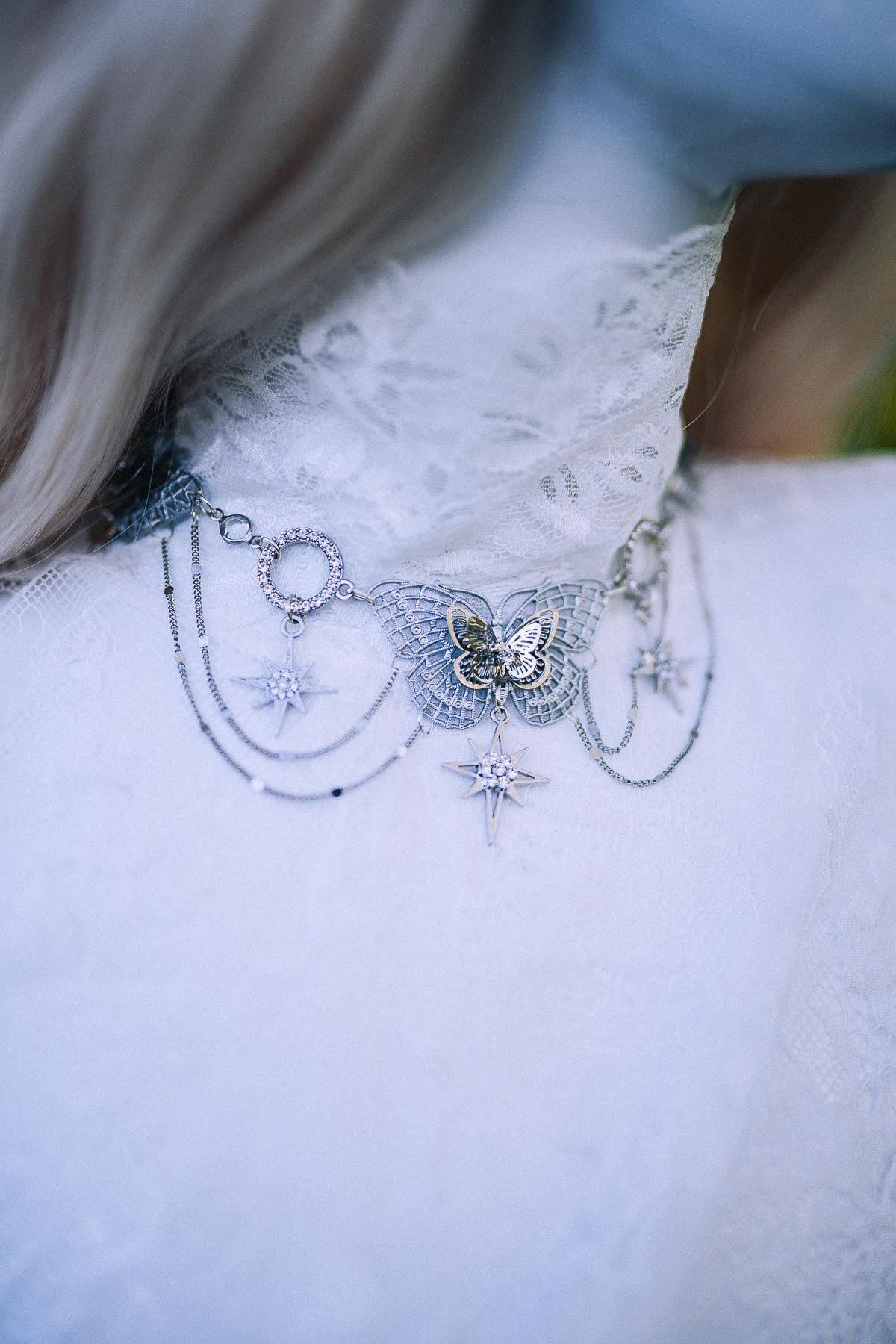 Silver Celestial Butterfly Crown Bridal Tiara – Wedding Goddess Headpiece