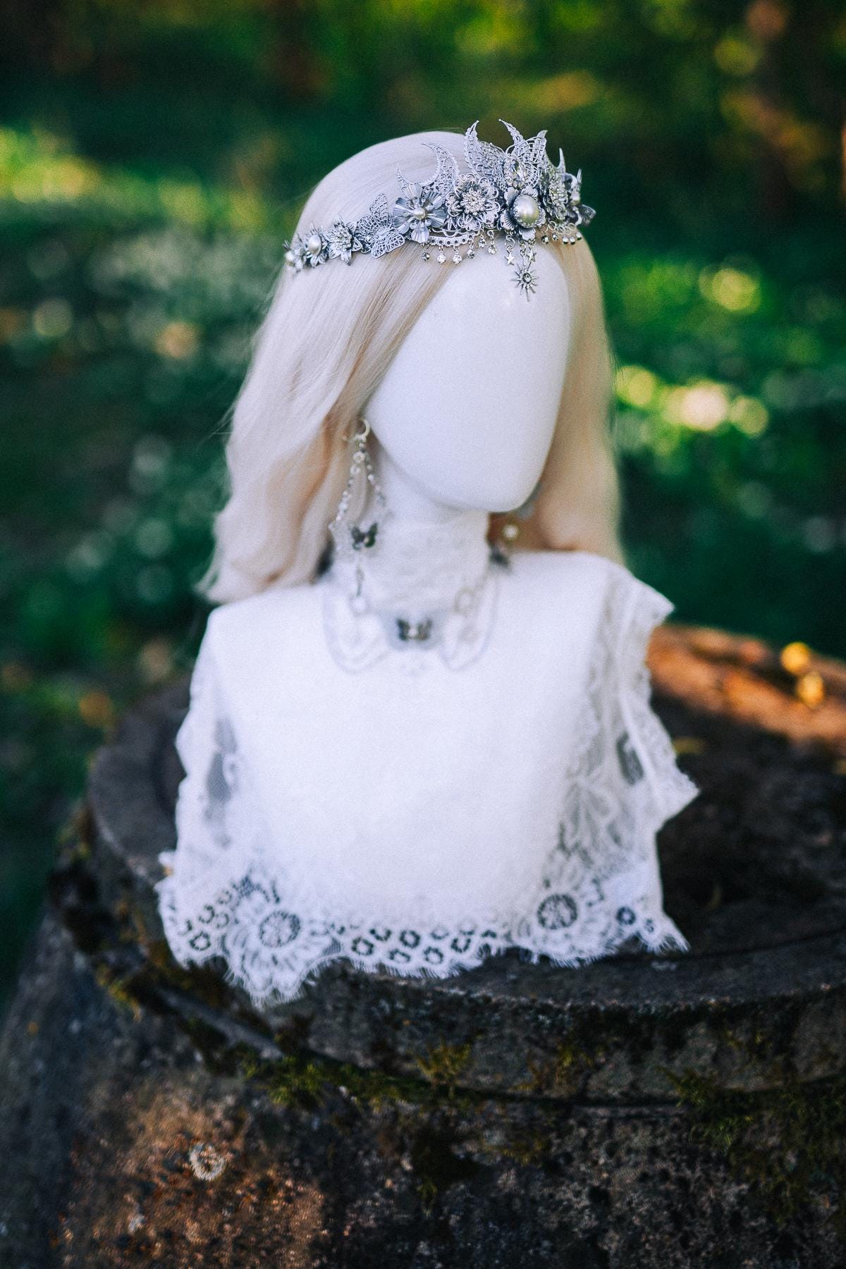 Silver Celestial Butterfly Crown Bridal Tiara – Wedding Goddess Headpiece