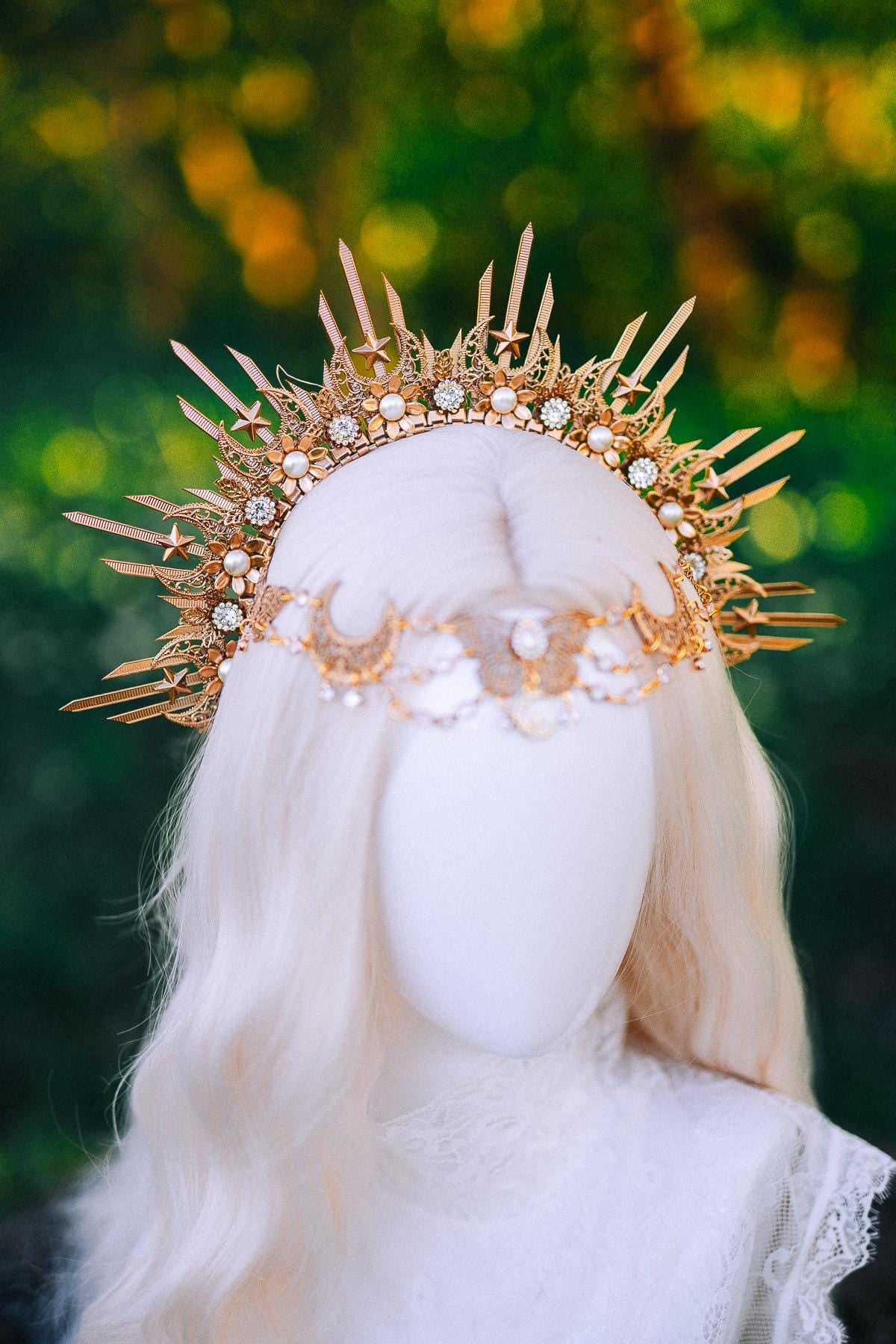 Golden Bridal Hair Pins Set Wedding Hair Comb Floral Pearl Hair Accessories Goddess Hairpiece