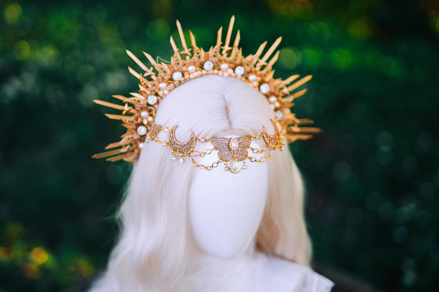 Golden Forehead Chain Headpiece Bridal Hair Jewelry Celestial Chain Headband Wedding Hairpiece