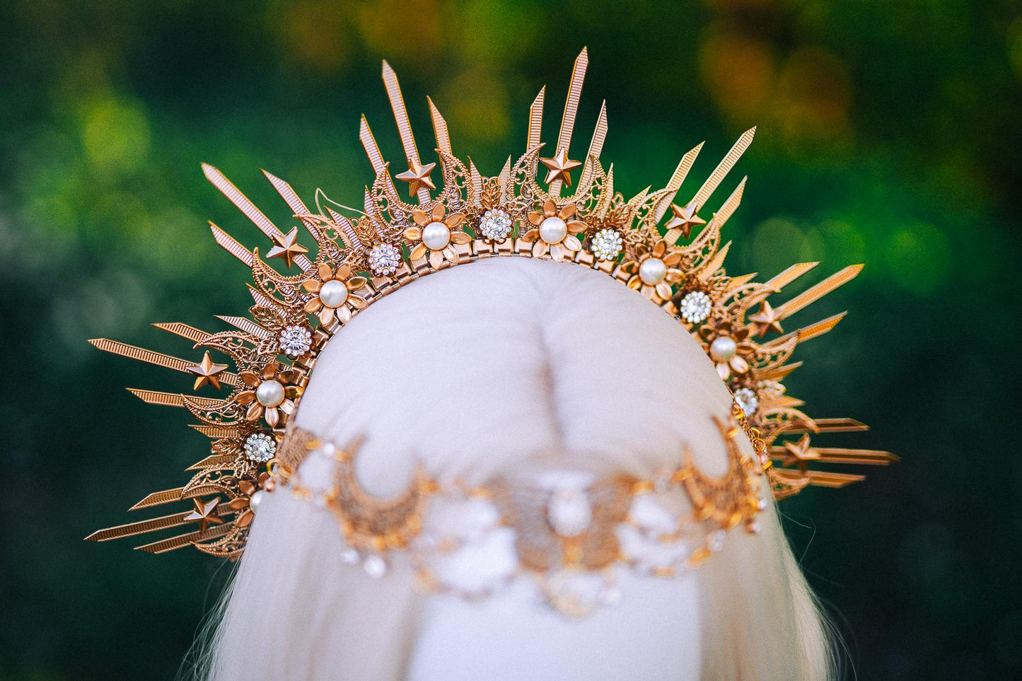 Golden Forehead Chain Headpiece Bridal Hair Jewelry Celestial Chain Headband Wedding Hairpiece