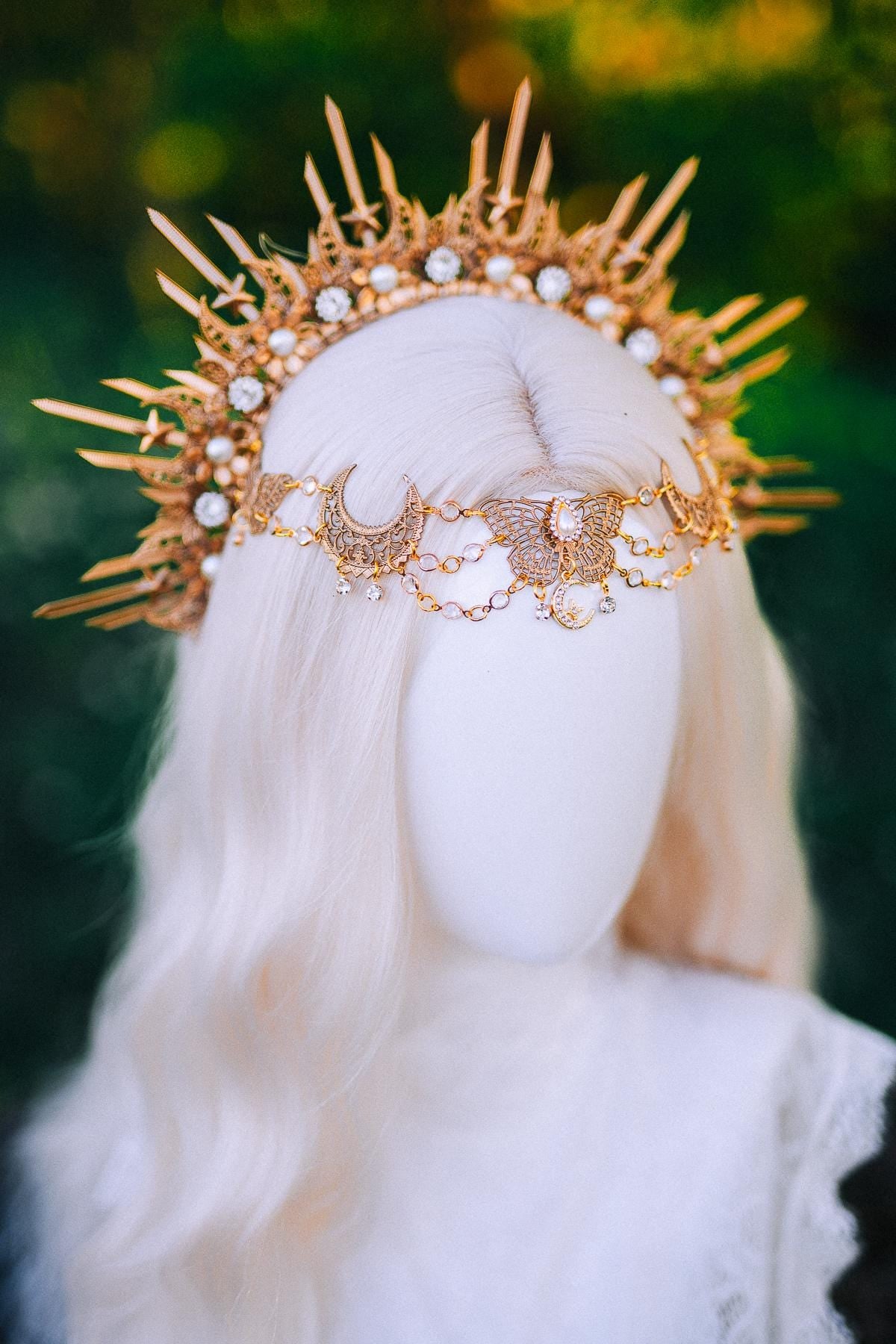 Golden Forehead Chain Headpiece Bridal Hair Jewelry Celestial Chain Headband Wedding Hairpiece