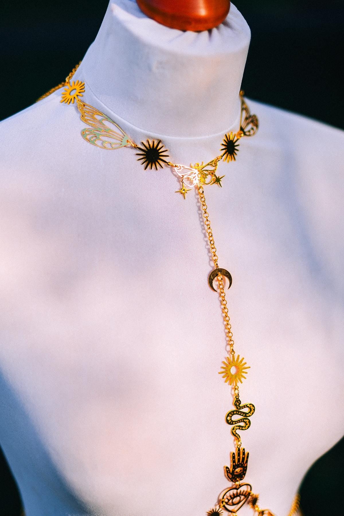 Celestial Goddess Body Harness Gold Festival Jewelry Moon Snake Mystical Body Chain