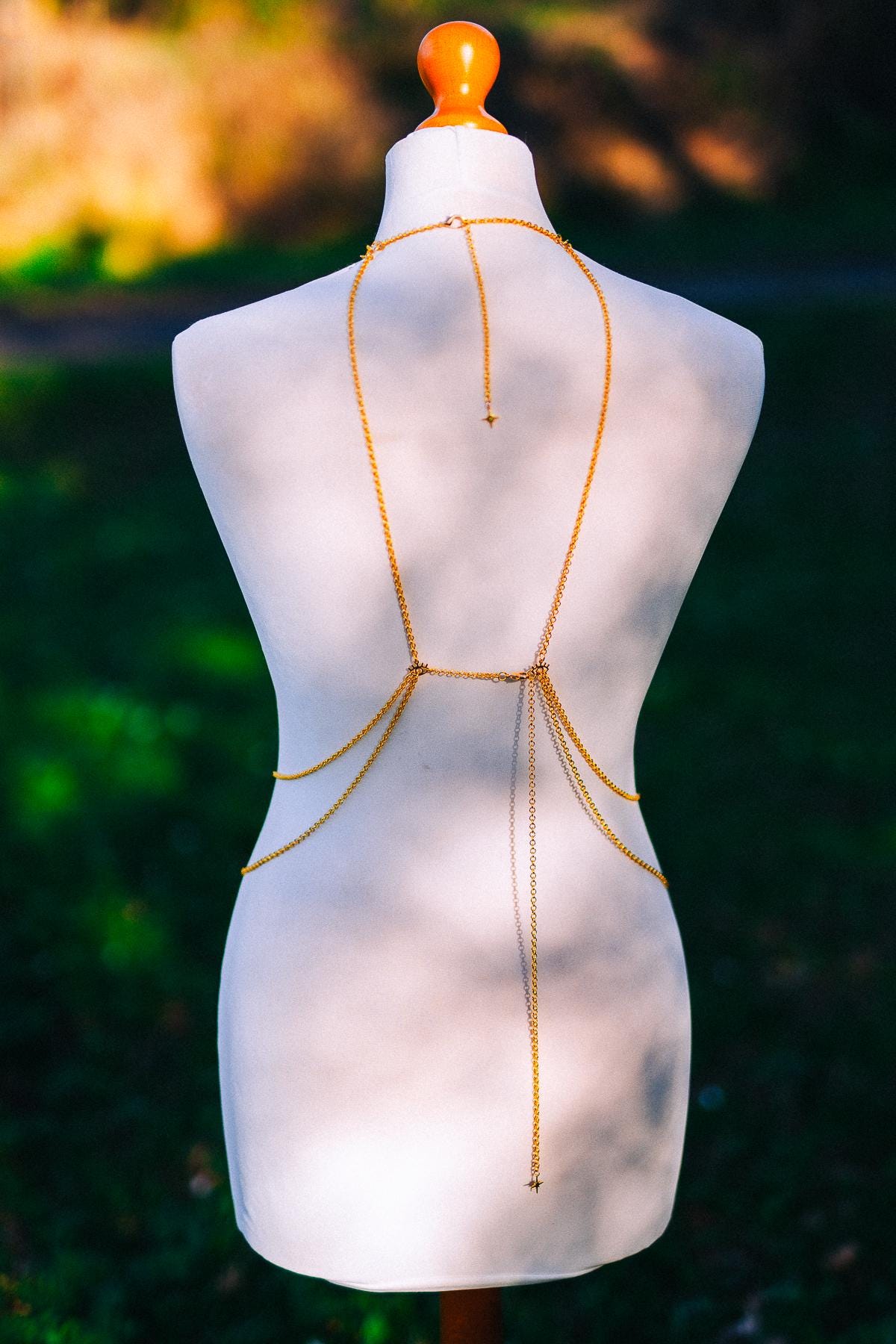 Midnight Moon Goddess Body Harness Gold Celestial Festival Jewelry Witchy Body Chain