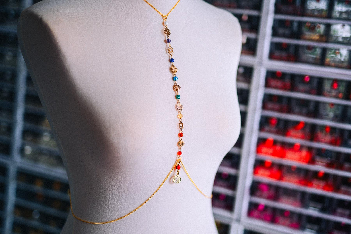 Celestial Goddess Body Chain Harness Gold Festival Jewelry Sun Moon Crystal Harness