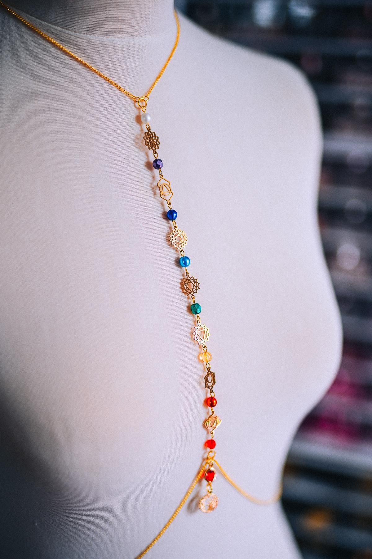 Celestial Goddess Body Chain Harness Gold Festival Jewelry Sun Moon Crystal Harness