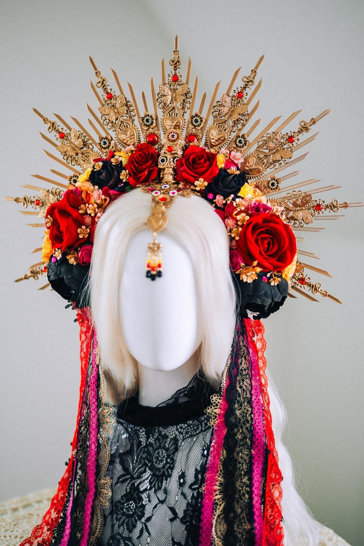 La Catrina Sacred Heart Halo Crown Día De Los Muertos Inspired Goddess Headpiece