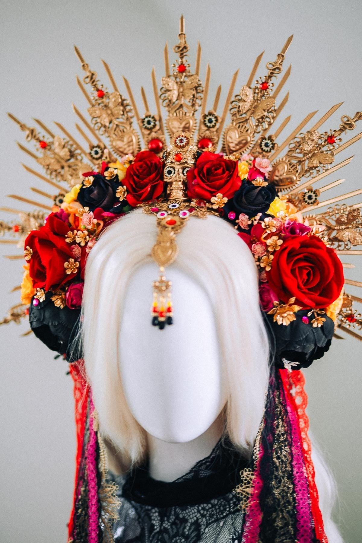 La Catrina Sacred Heart Halo Crown Día De Los Muertos Inspired Goddess Headpiece