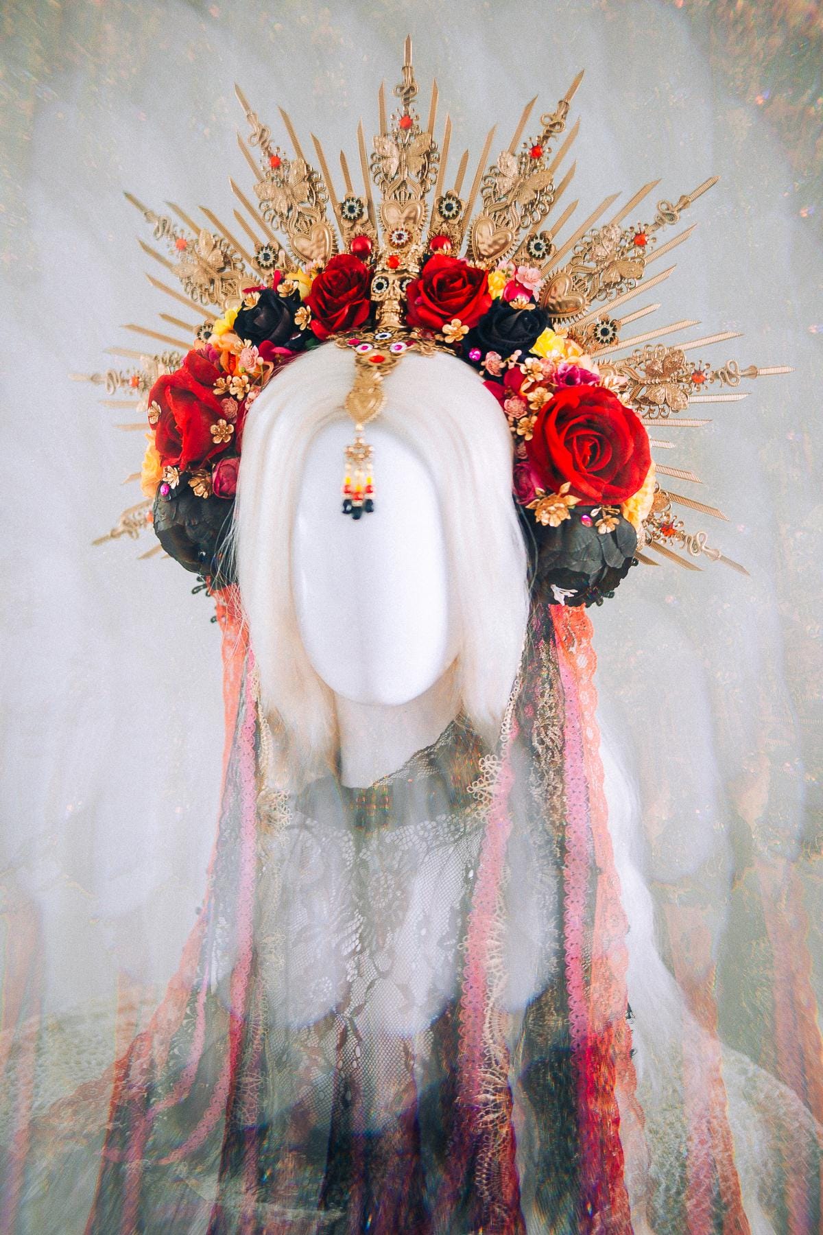La Catrina Sacred Heart Halo Crown Día De Los Muertos Inspired Goddess Headpiece