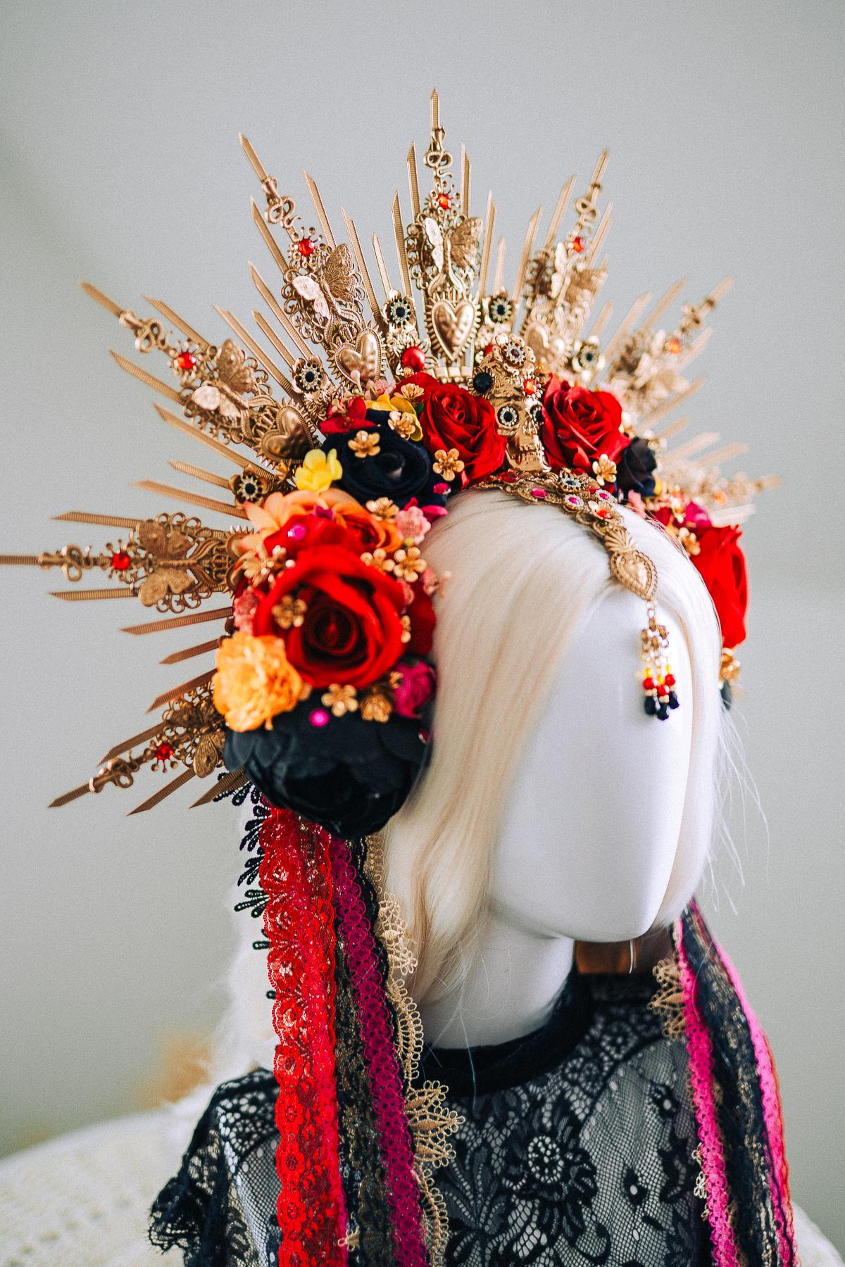 La Catrina Sacred Heart Halo Crown Día De Los Muertos Inspired Goddess Headpiece