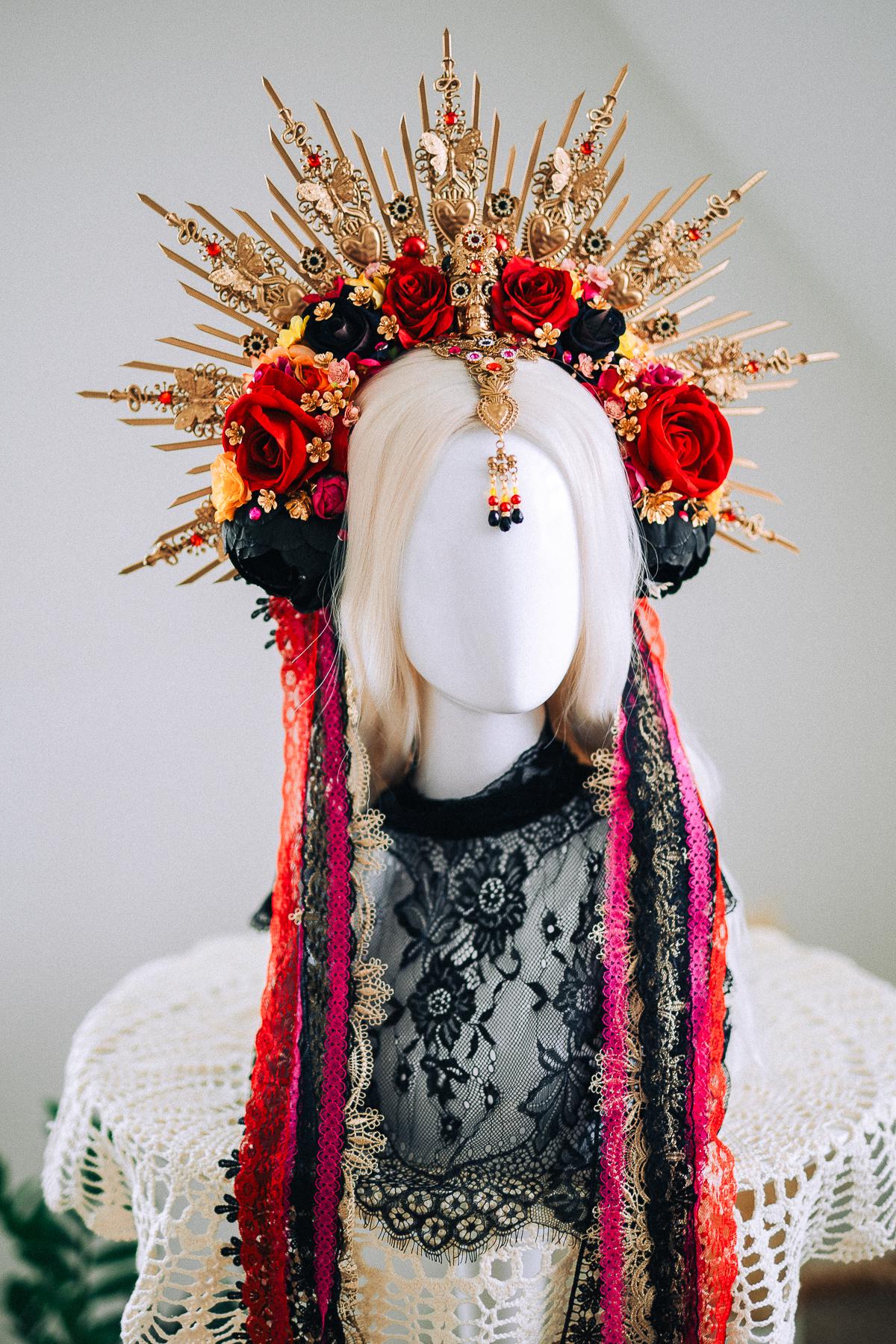 La Catrina Sacred Heart Halo Crown Día De Los Muertos Inspired Goddess Headpiece