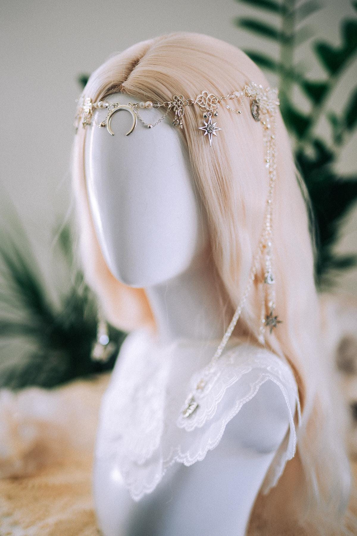 Celestial Moon And Stars Hair Clip Festival Hair Jewelry Moon Goddess Hair Accessory