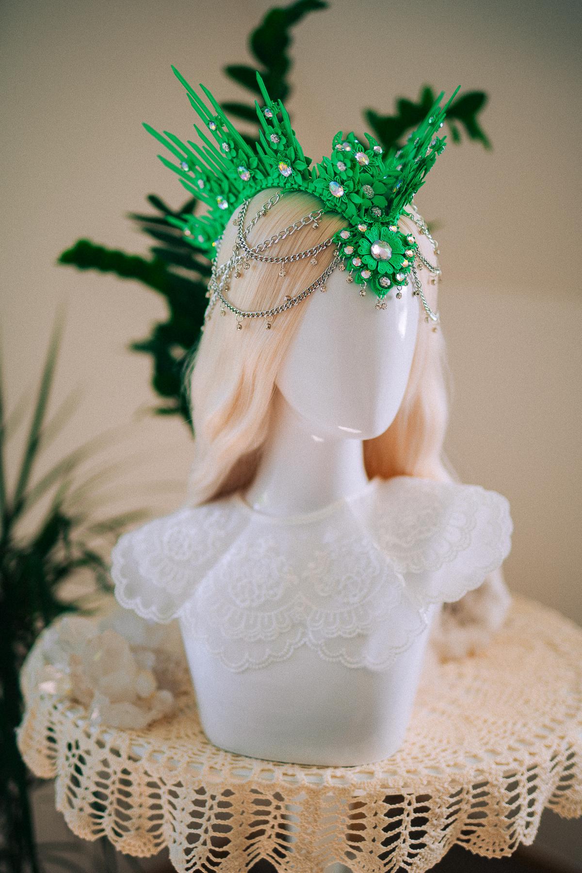 Neon Green UV Festival Crown Glow In The Dark Headpiece Rave Crown Festival Goddess Crown