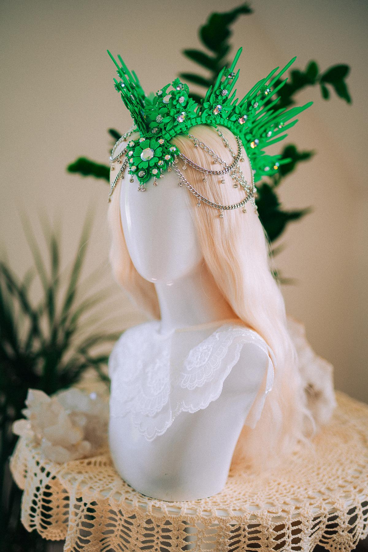 Neon Green UV Festival Crown Glow In The Dark Headpiece Rave Crown Festival Goddess Crown