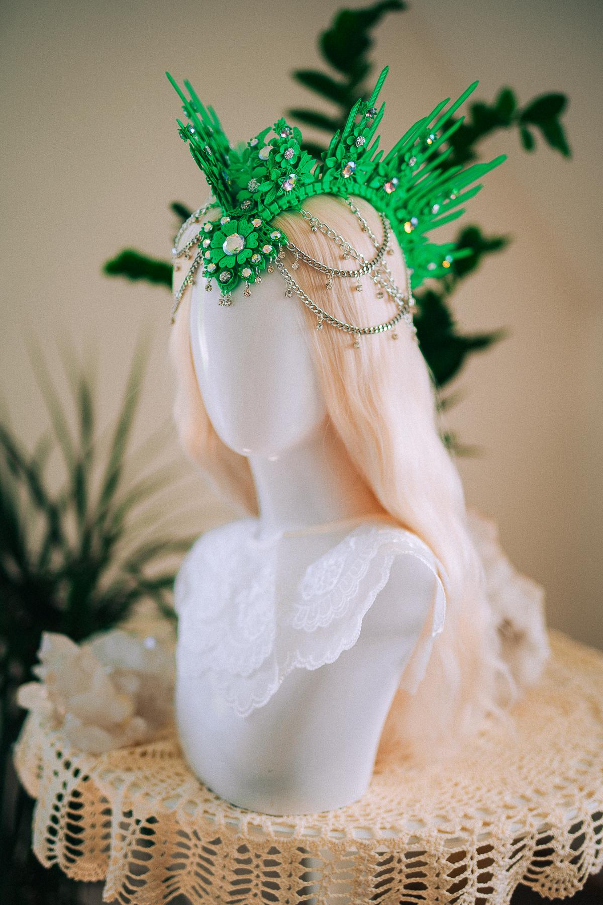 Neon Green UV Festival Crown Glow In The Dark Headpiece Rave Crown Festival Goddess Crown