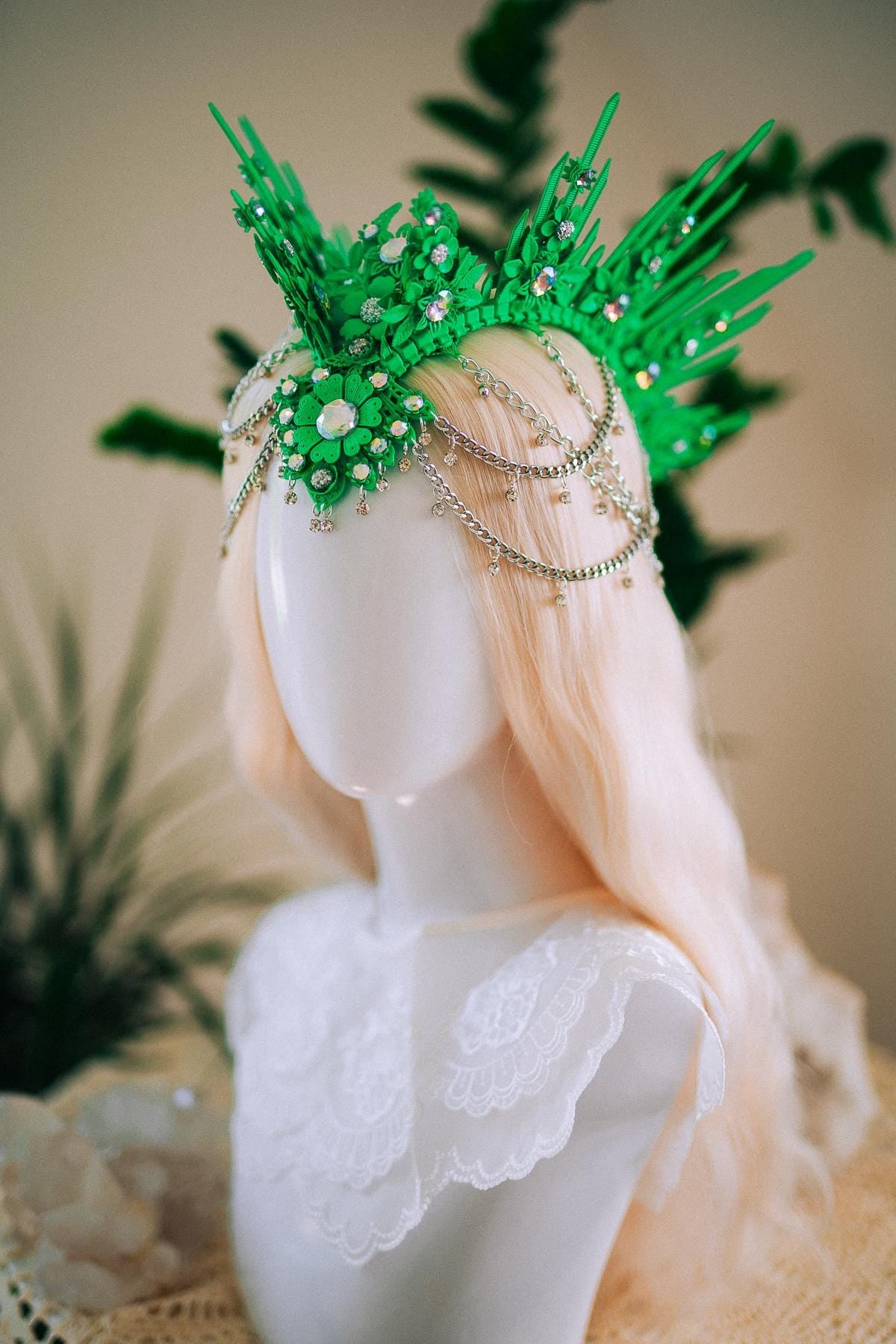 Neon Green UV Festival Crown Glow In The Dark Headpiece Rave Crown Festival Goddess Crown
