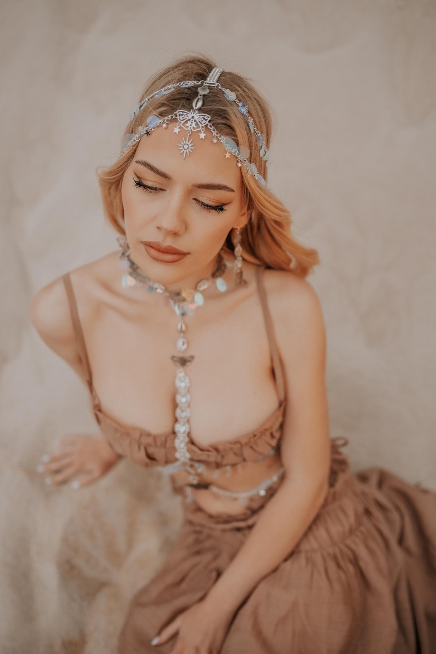 Celestial Festival Headpiece Star Hair Chain Beach Goddess Crown
