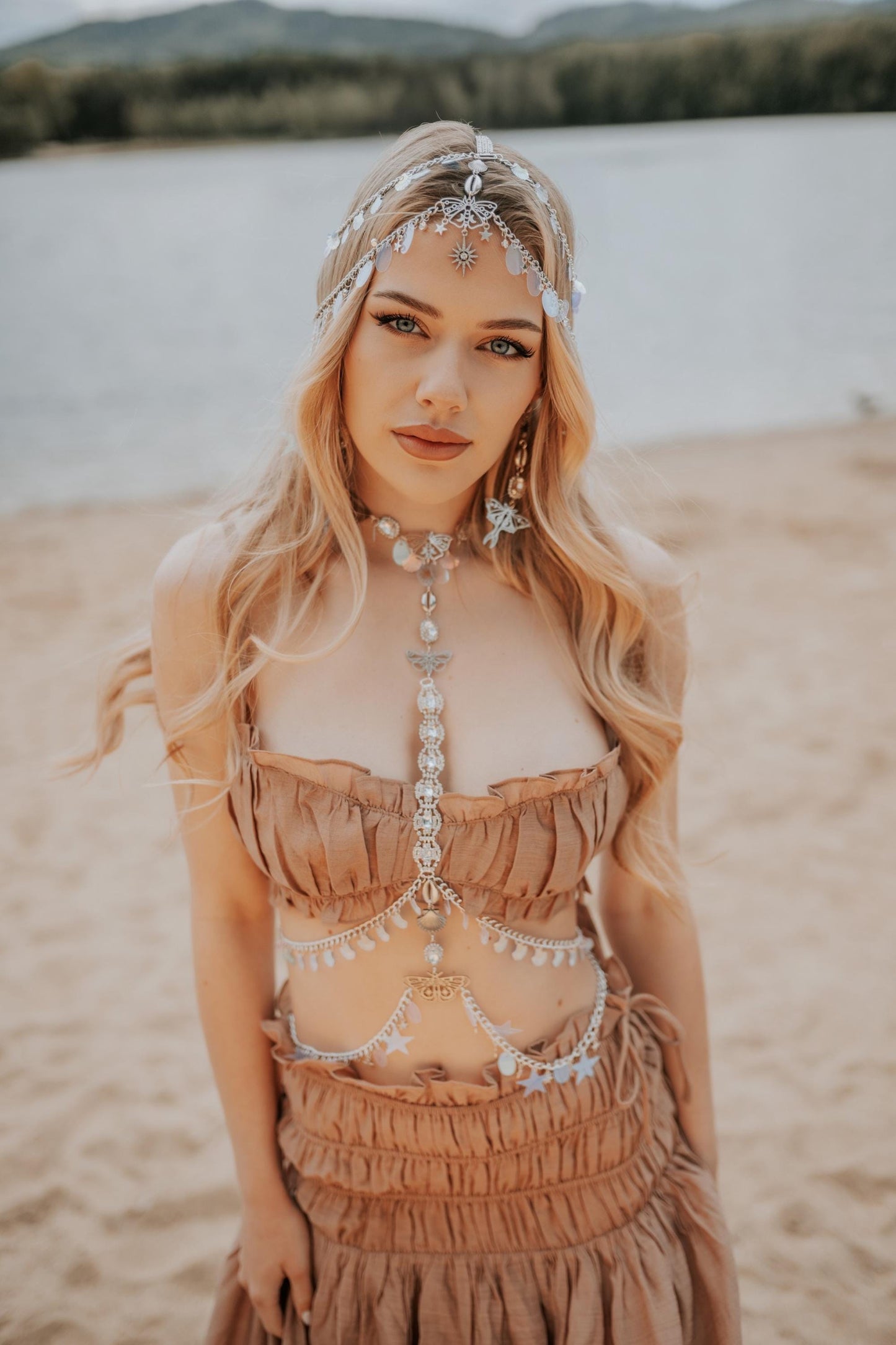 Celestial Festival Headpiece Star Hair Chain Beach Goddess Crown