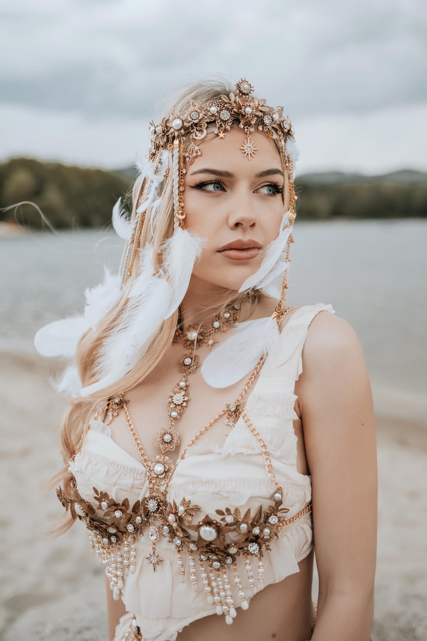 Celestial Moon Goddess Pearl Belt Festival Waist Chain