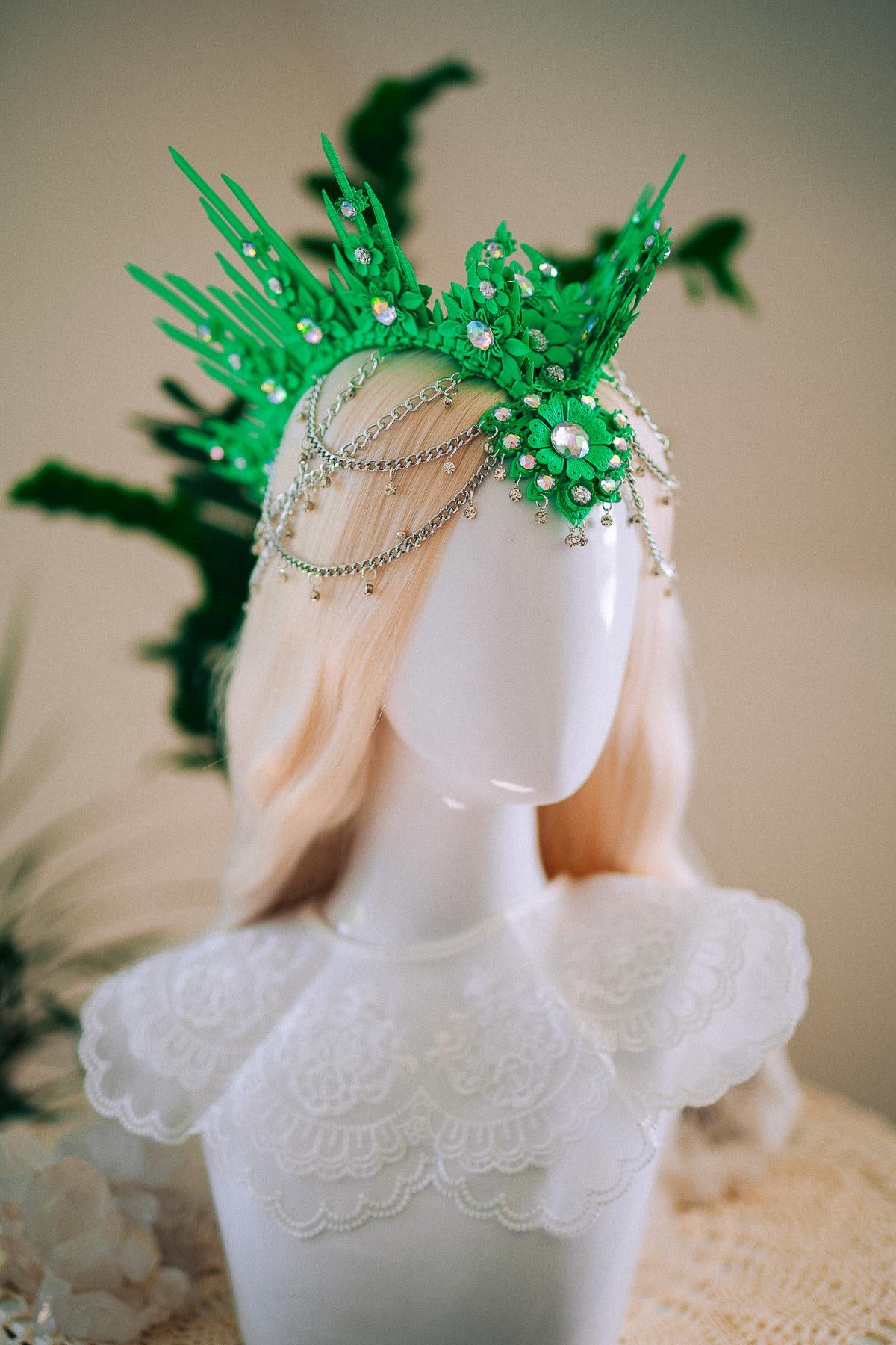 Neon Green UV Festival Crown Glow In The Dark Headpiece Rave Crown Festival Goddess Crown