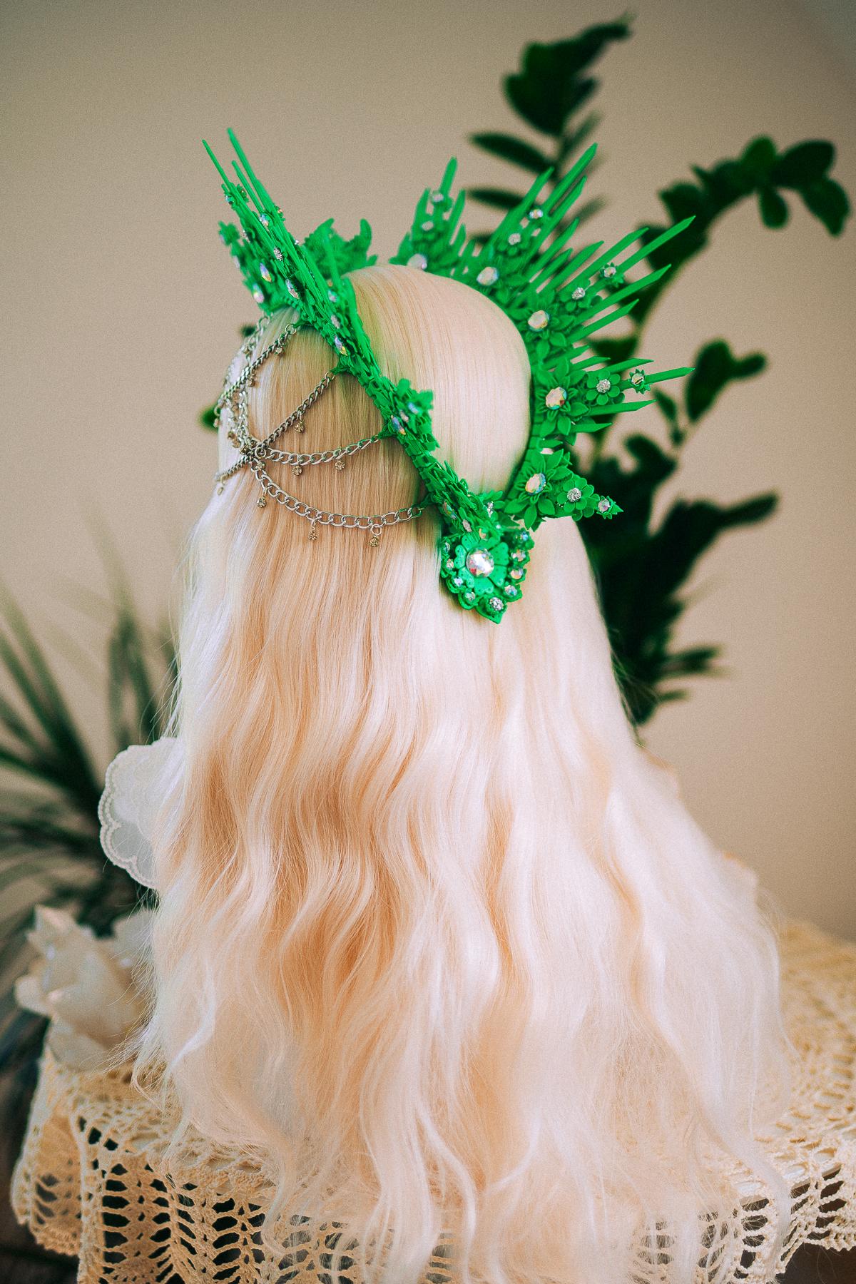 Neon Green UV Festival Crown Glow In The Dark Headpiece Rave Crown Festival Goddess Crown