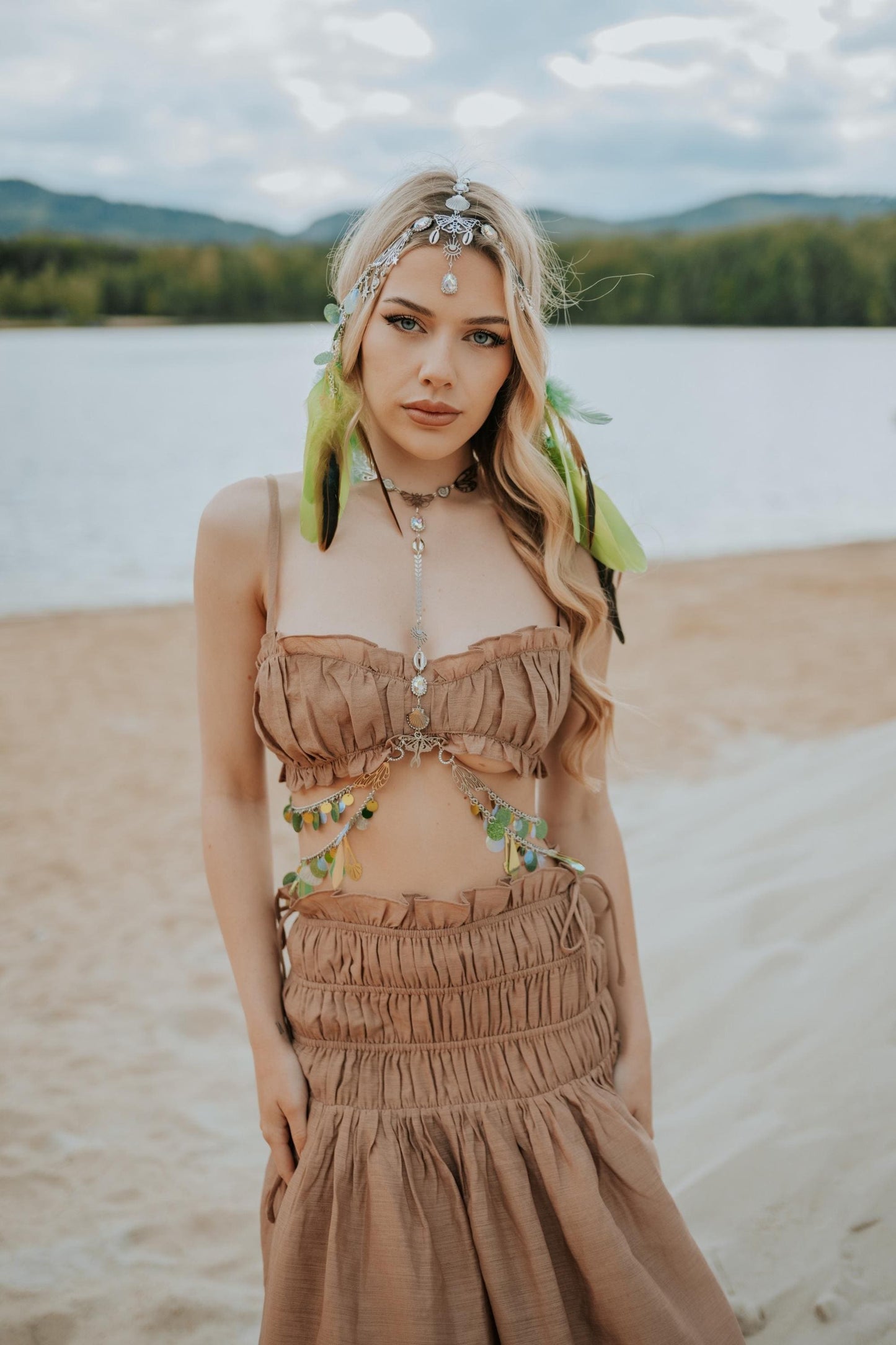 Celestial Face Chain Festival Jewelry Beach Goddess Boho Accessory