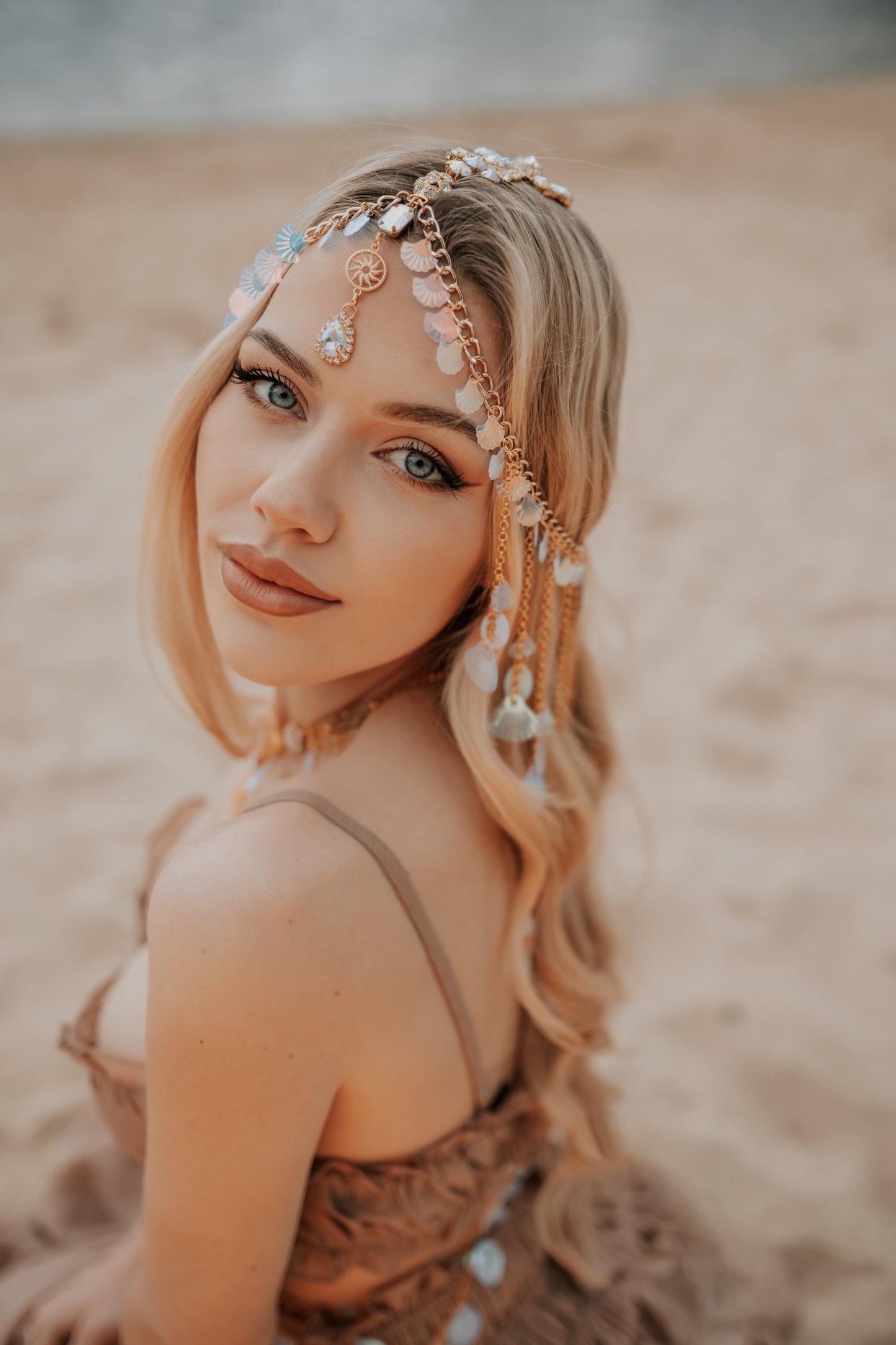 Gold Seashell Earrings Beach Goddess Festival Jewelry Coastal Earrings