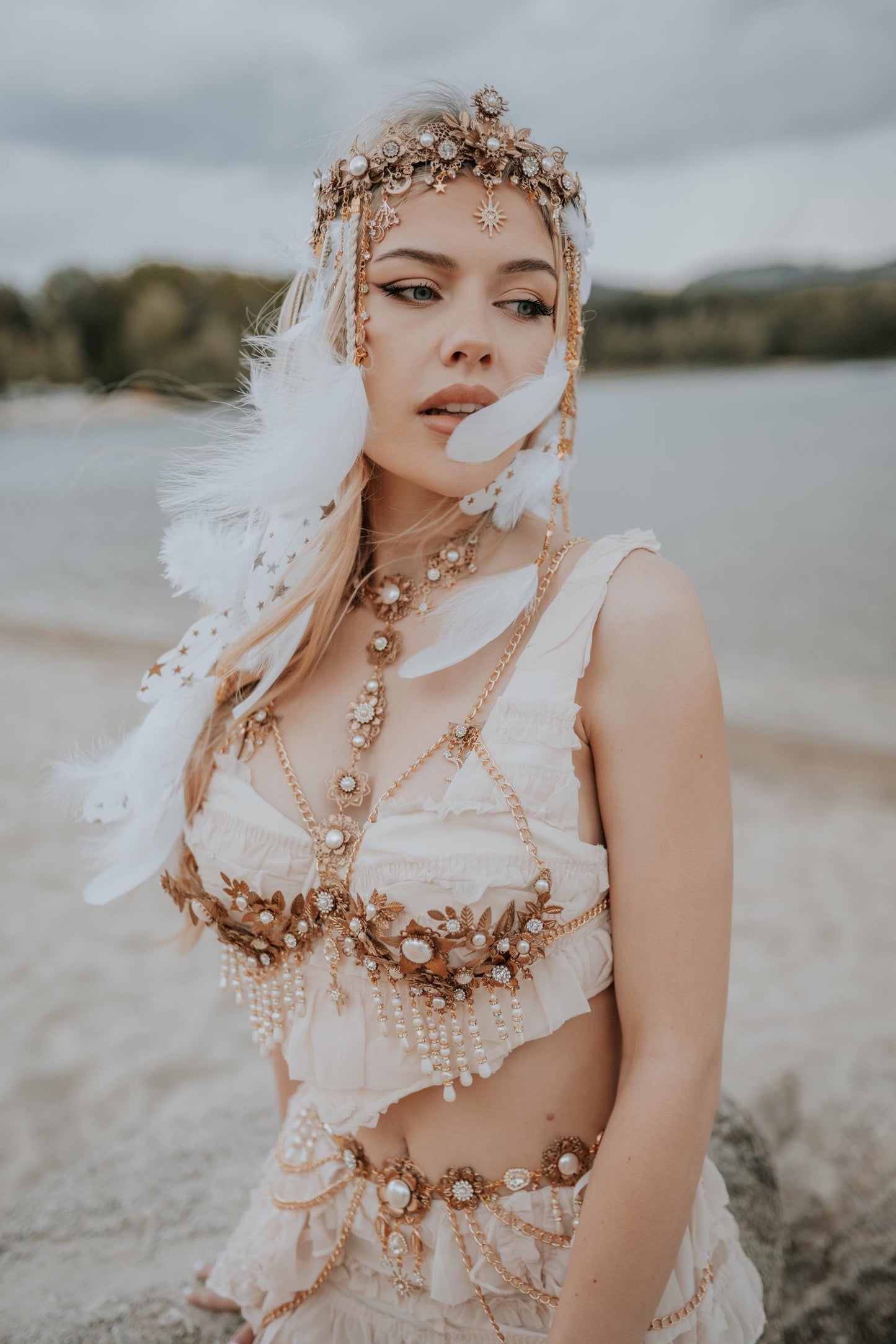 Celestial Moon Goddess Pearl Belt Festival Waist Chain