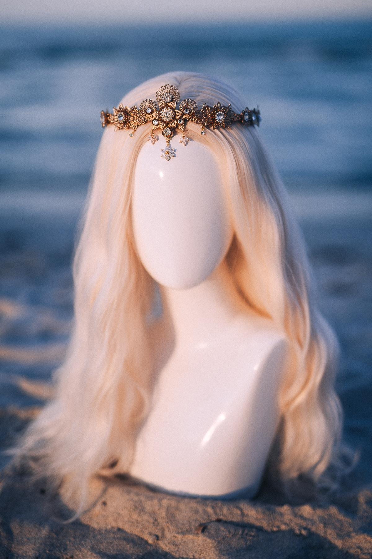 Gold Crystal Bridal Tiara Wedding Crown Luxury Bride Headpiece