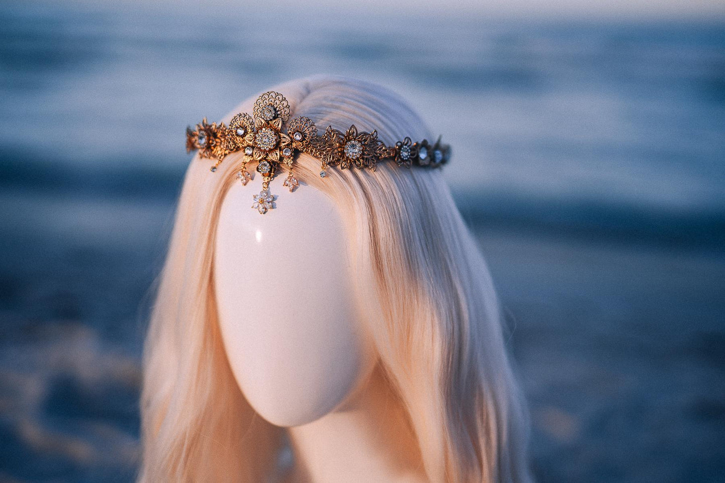 Gold Crystal Bridal Tiara Wedding Crown Luxury Bride Headpiece