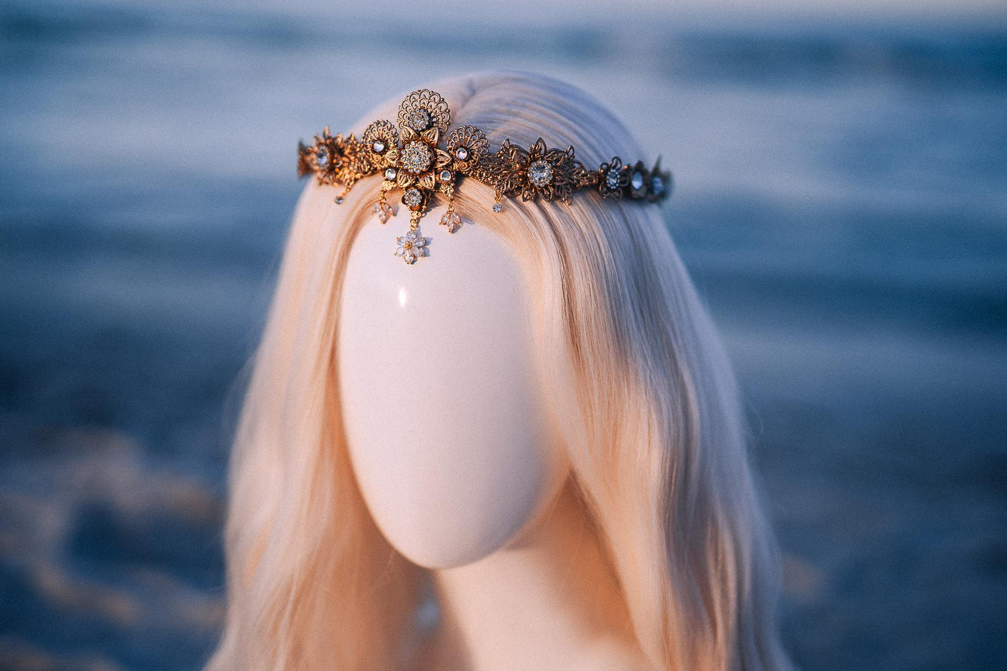 Gold Crystal Bridal Tiara Wedding Crown Luxury Bride Headpiece