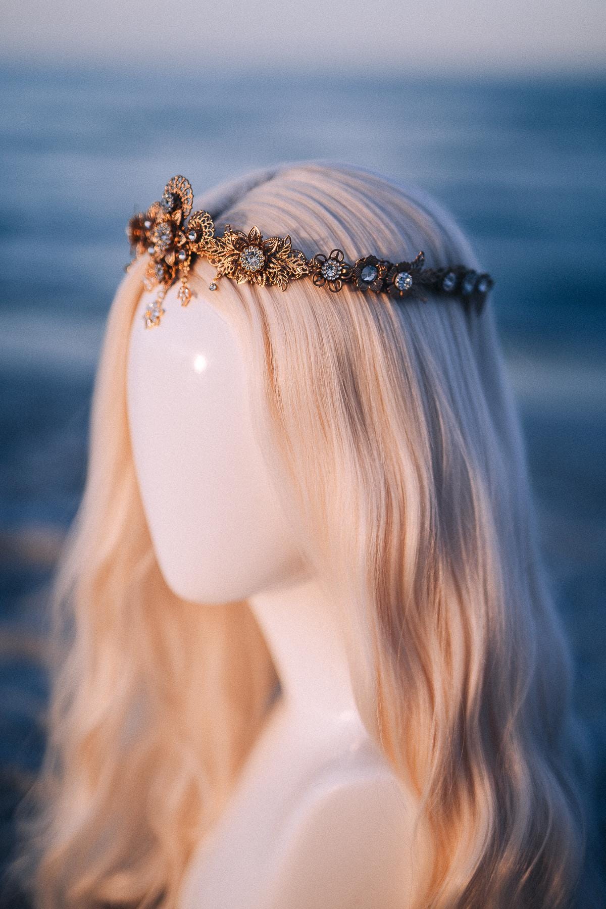 Gold Crystal Bridal Tiara Wedding Crown Luxury Bride Headpiece