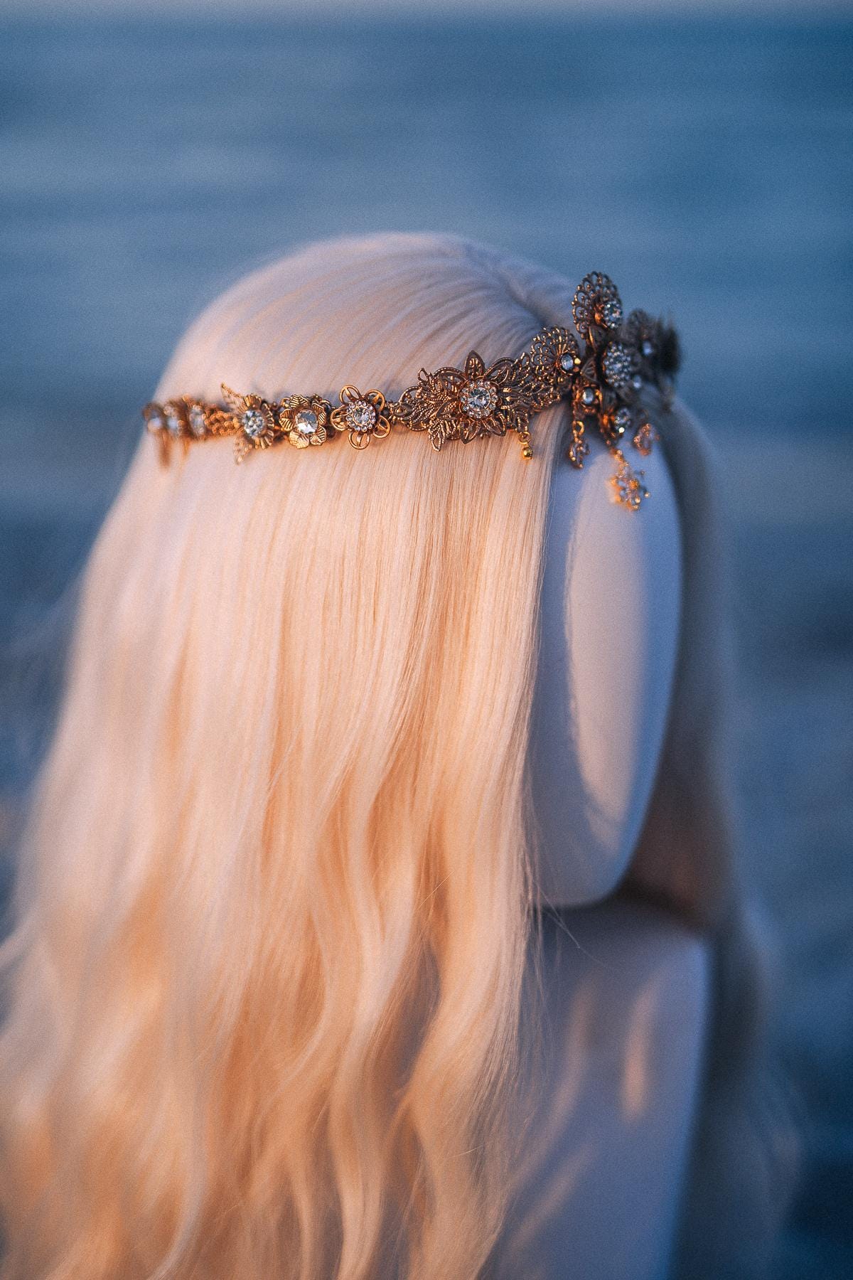 Gold Crystal Bridal Tiara Wedding Crown Luxury Bride Headpiece