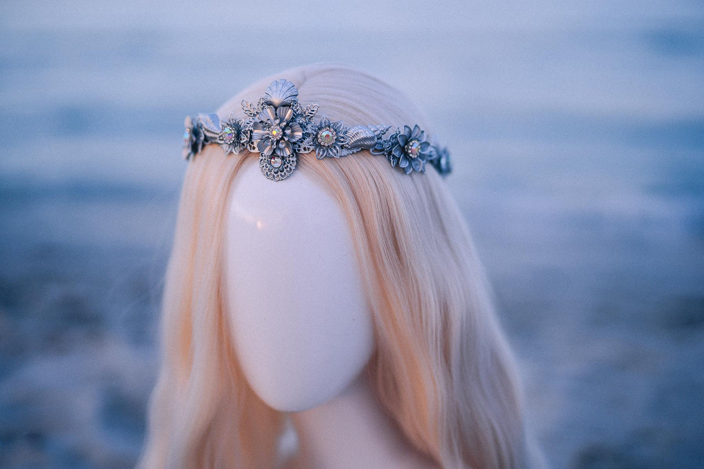 Silver Seashell Bridal Tiara Coastal Wedding Crown Ocean Inspired Headpiece