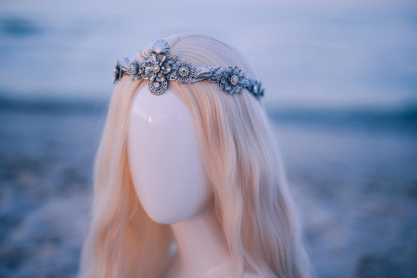 Silver Seashell Bridal Tiara Coastal Wedding Crown Ocean Inspired Headpiece