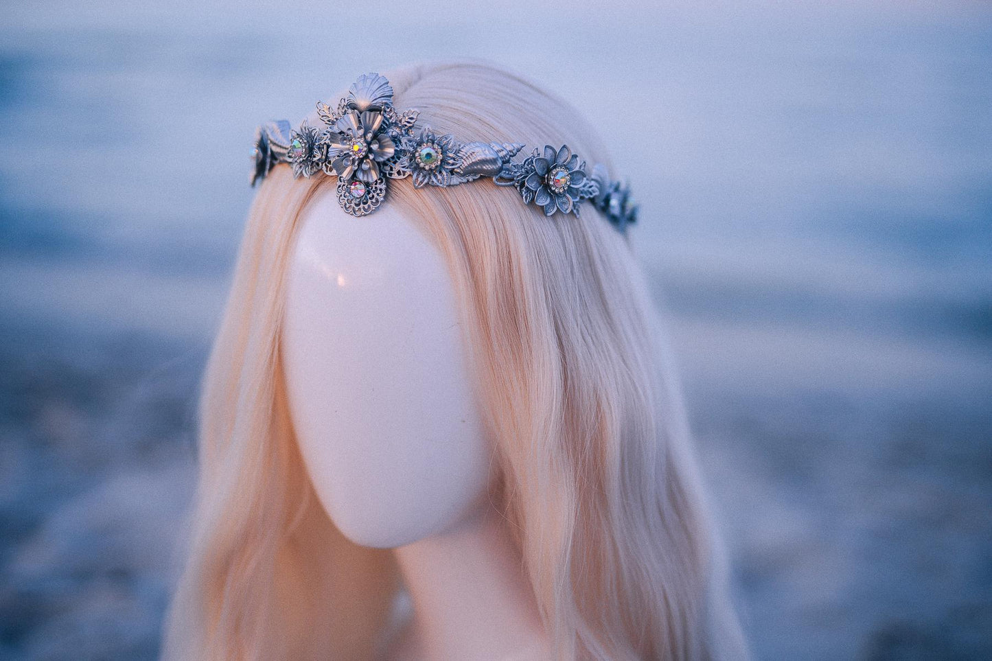 Silver Seashell Bridal Tiara Coastal Wedding Crown Ocean Inspired Headpiece