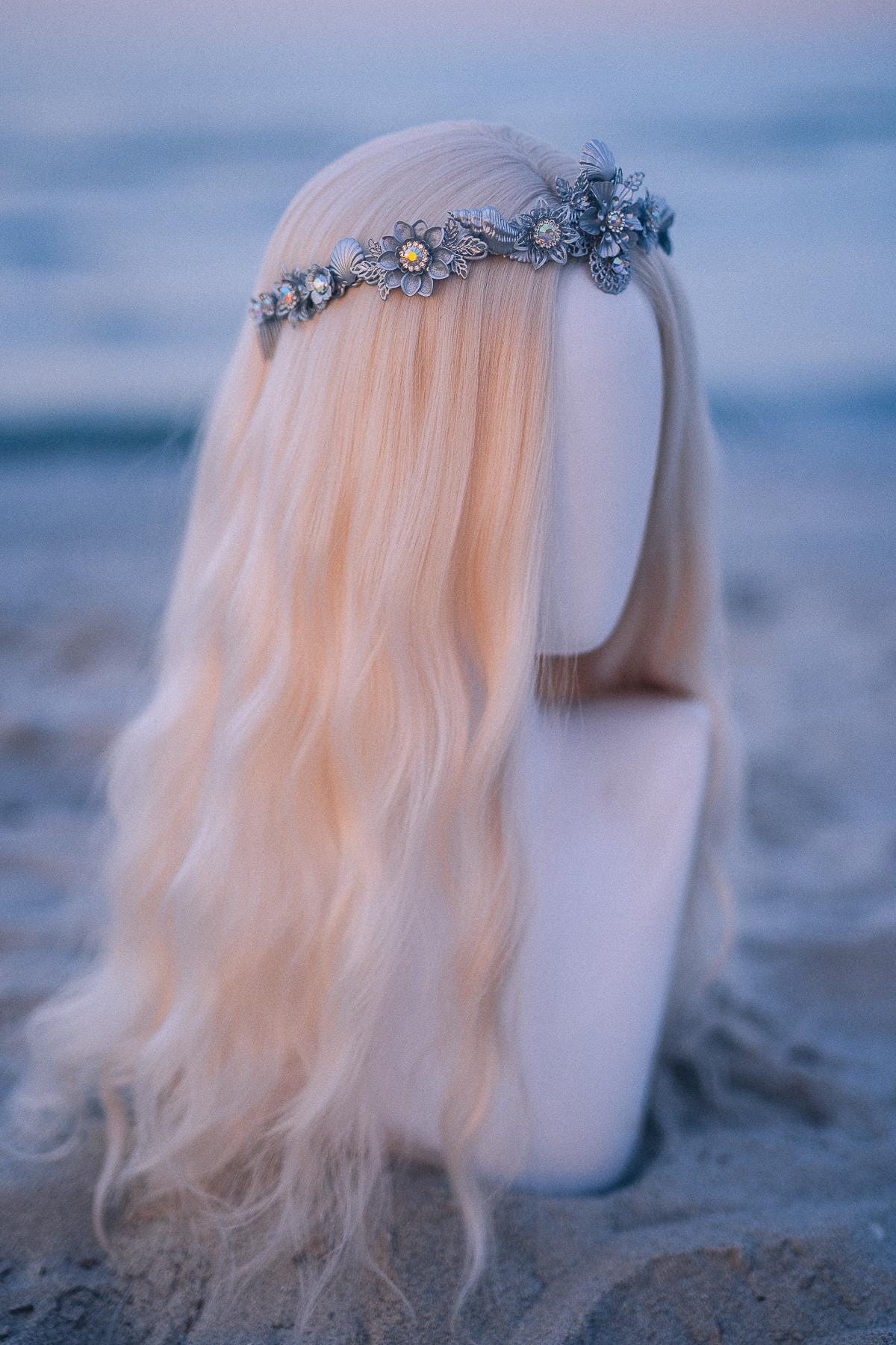 Silver Seashell Bridal Tiara Coastal Wedding Crown Ocean Inspired Headpiece
